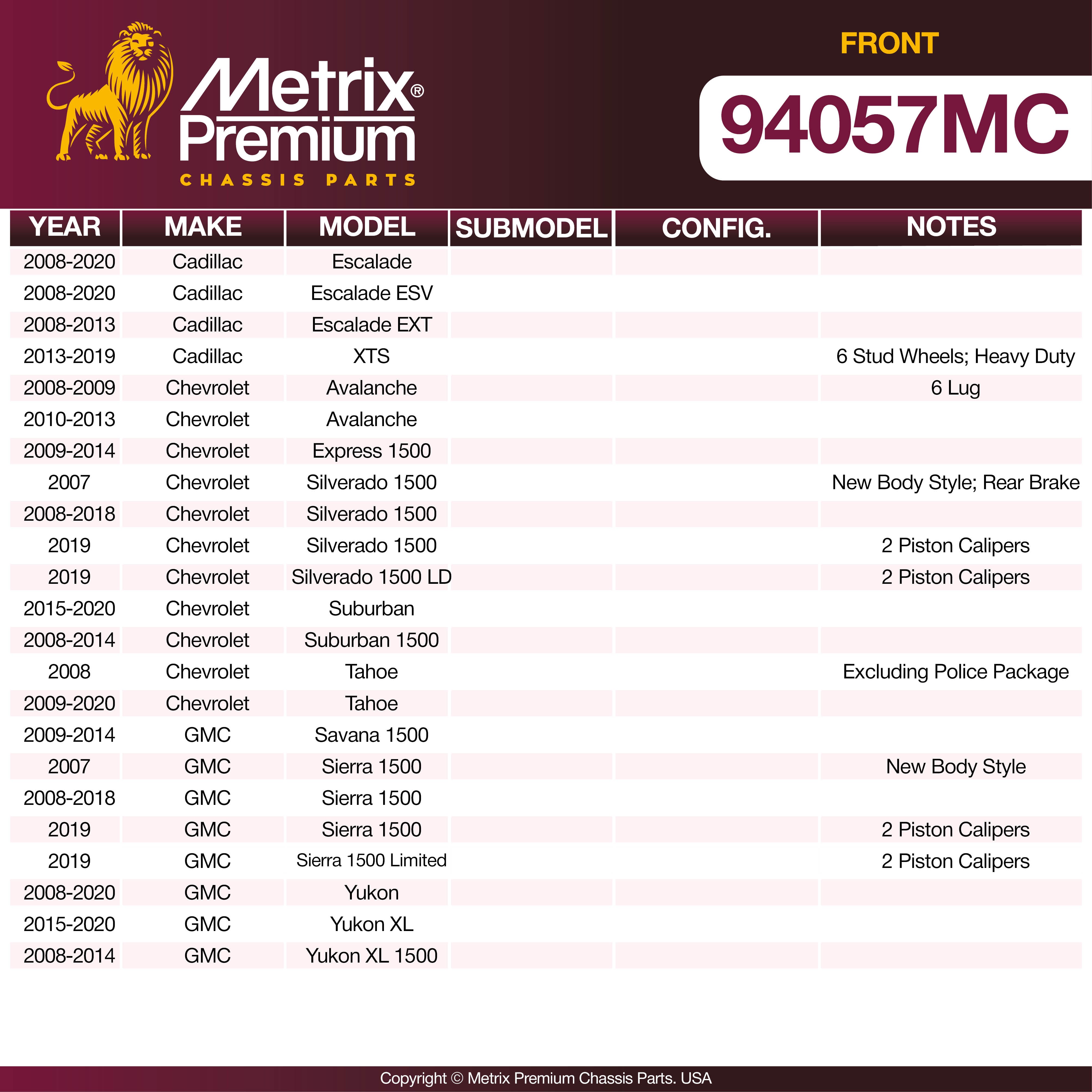 Metrix Premium Front Disc Brake Pad Set 94057MC OEM fit spare parts