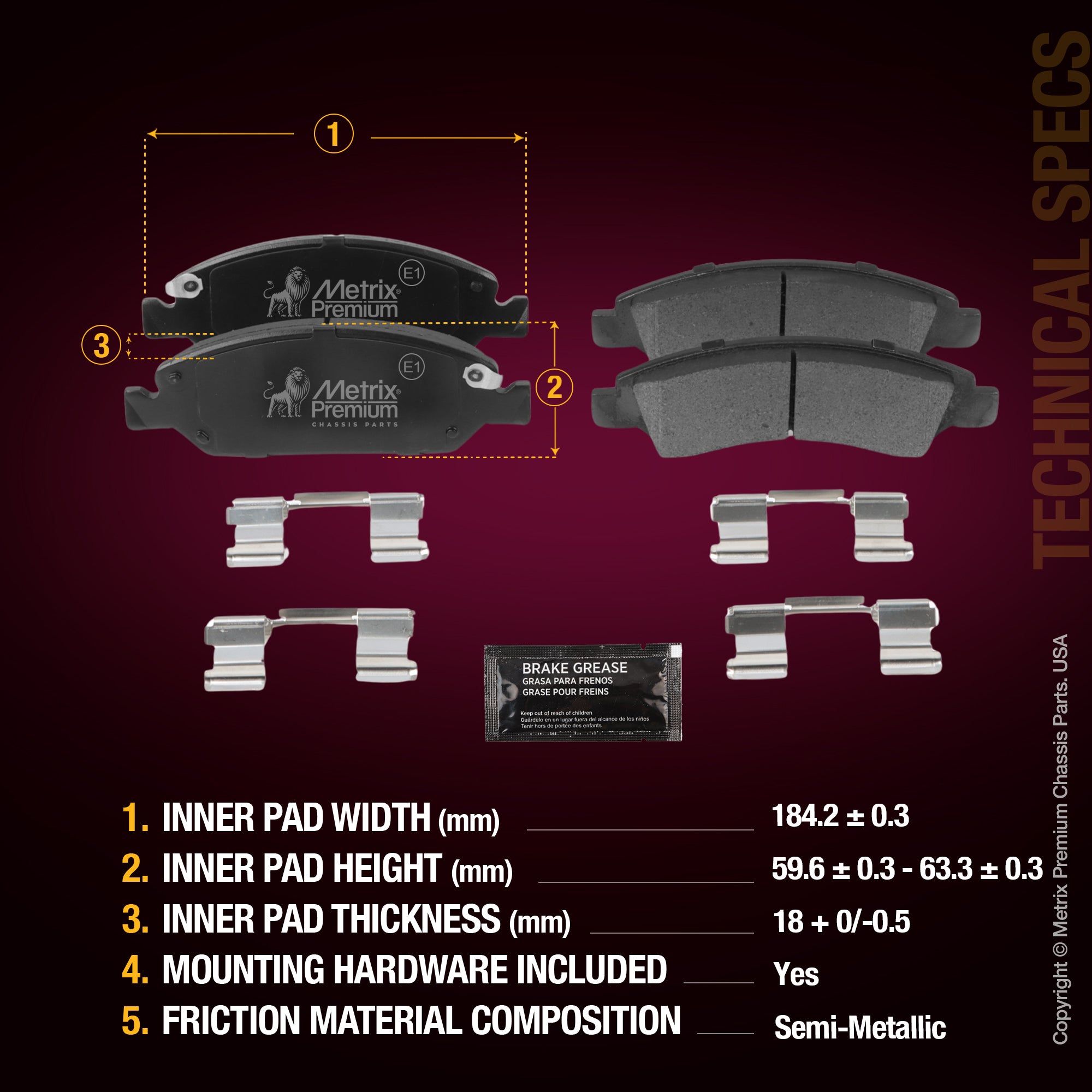 Metrix Premium Front Disc Brake Pad Set 94057MS suspension steering brake parts