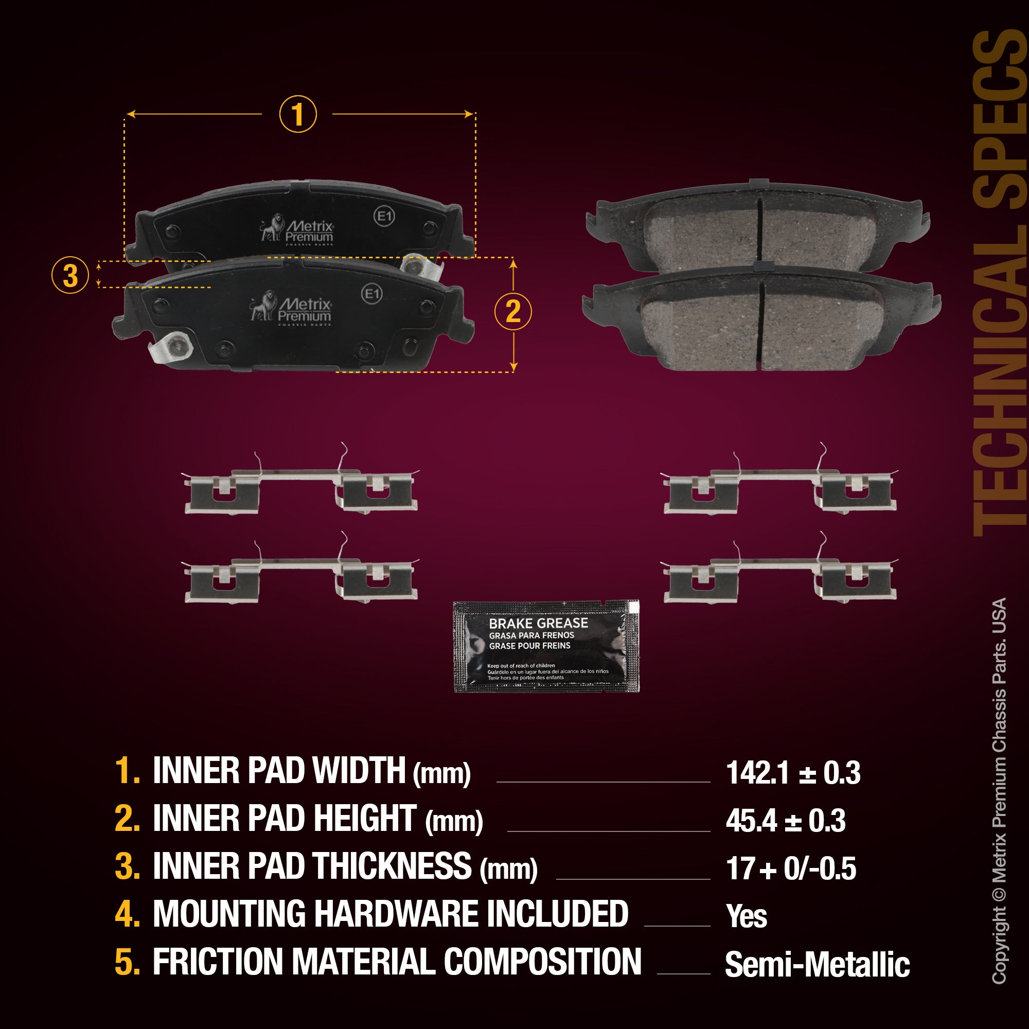 Metrix Premium Rear Disc Brake Pad Set 94058MS aftermarket car parts
