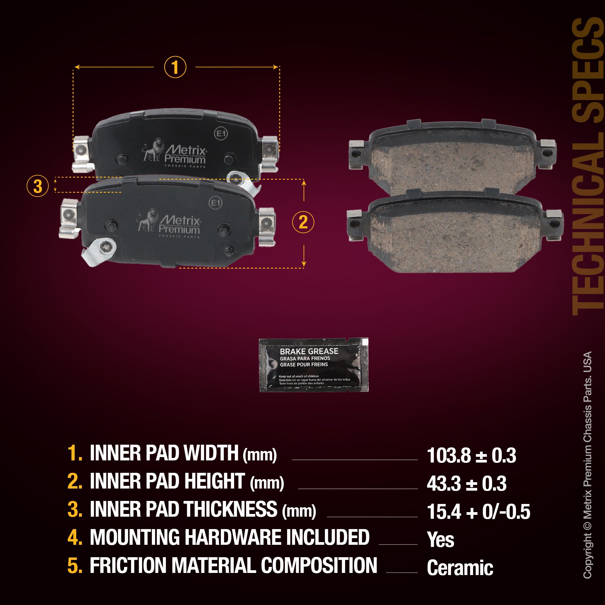 Metrix Premium Rear Disc Brake Pad Set 94059MC aftermarket car parts