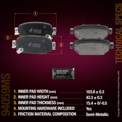 Metrix Premium Chassis Parts Rear Disc Brake Pad Set 94059MS aftermarket car parts