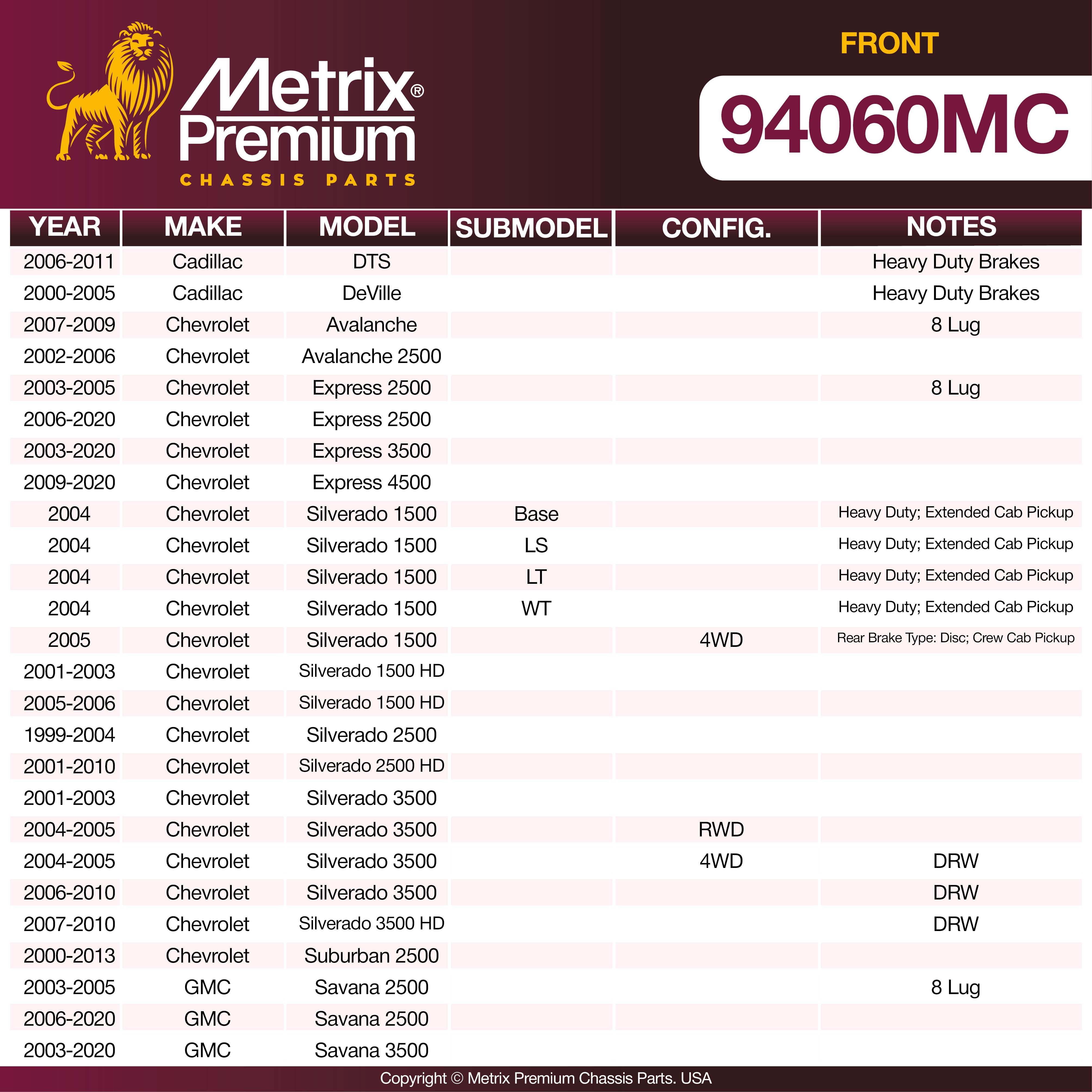 Metrix Premium Front Disc Brake Pad Set 94060MC OEM fit spare parts