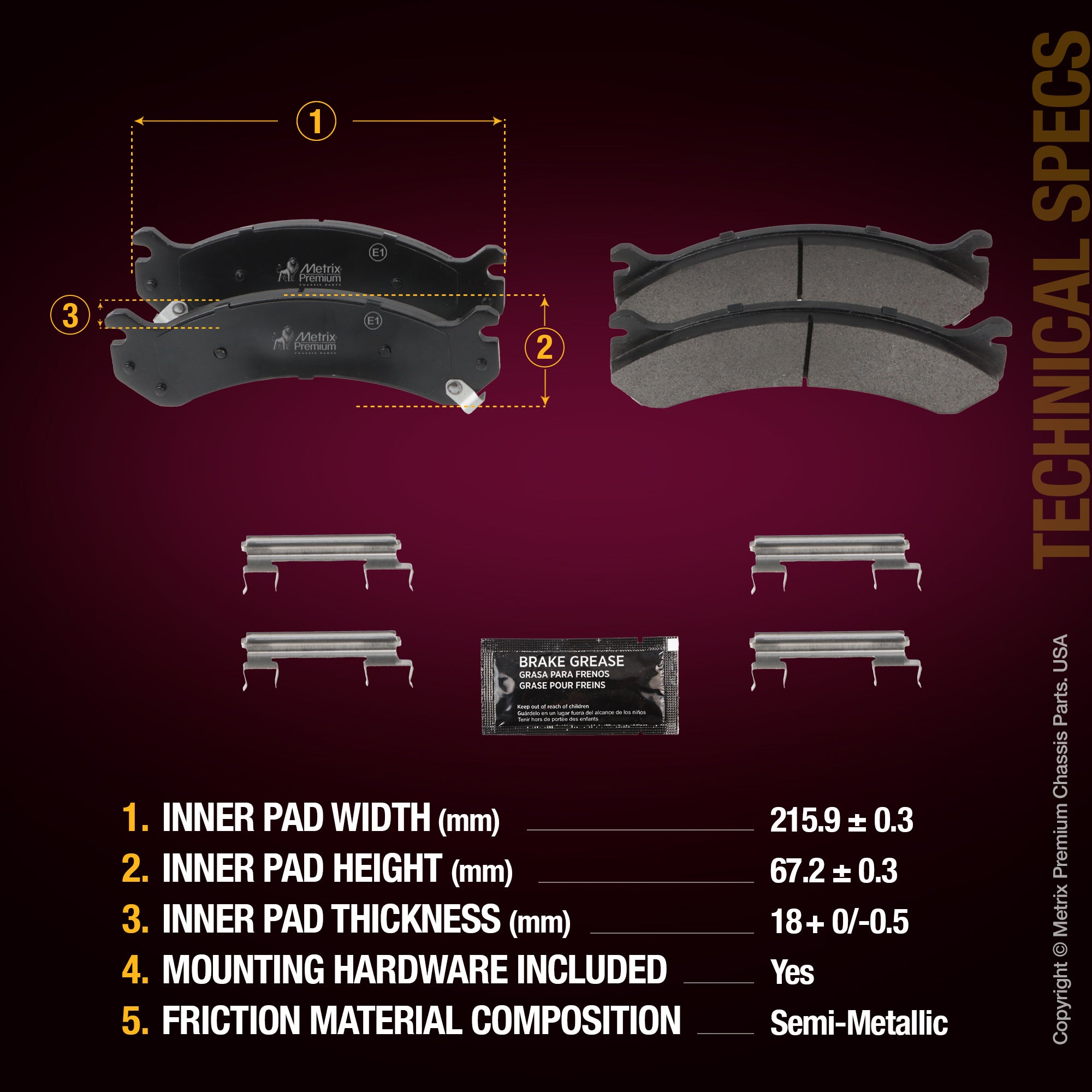Metrix Premium Front Disc Brake Pad Set 94060MS suspension steering brake parts
