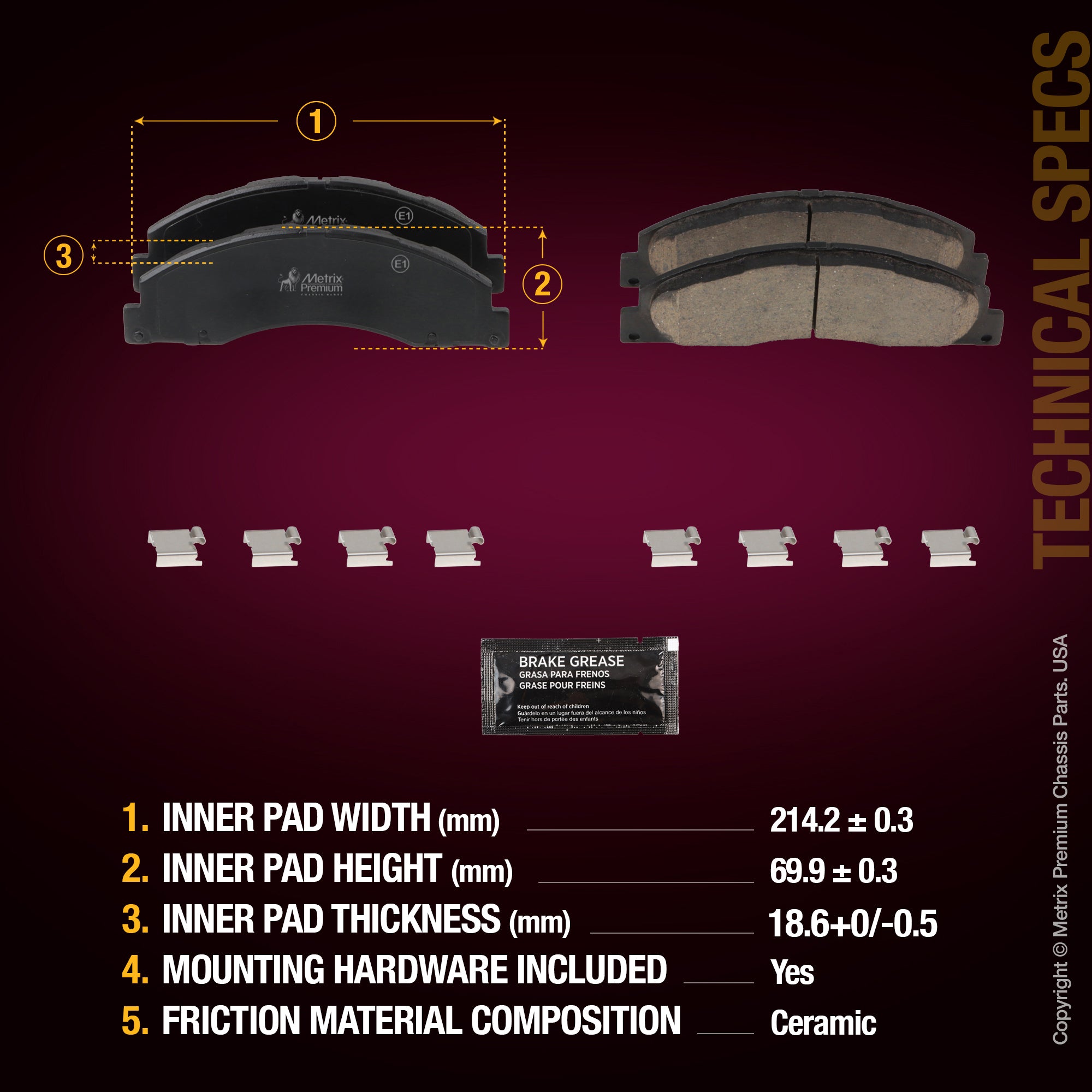 Metrix Premium Front Disc Brake Pad Set 94061MC aftermarket car parts