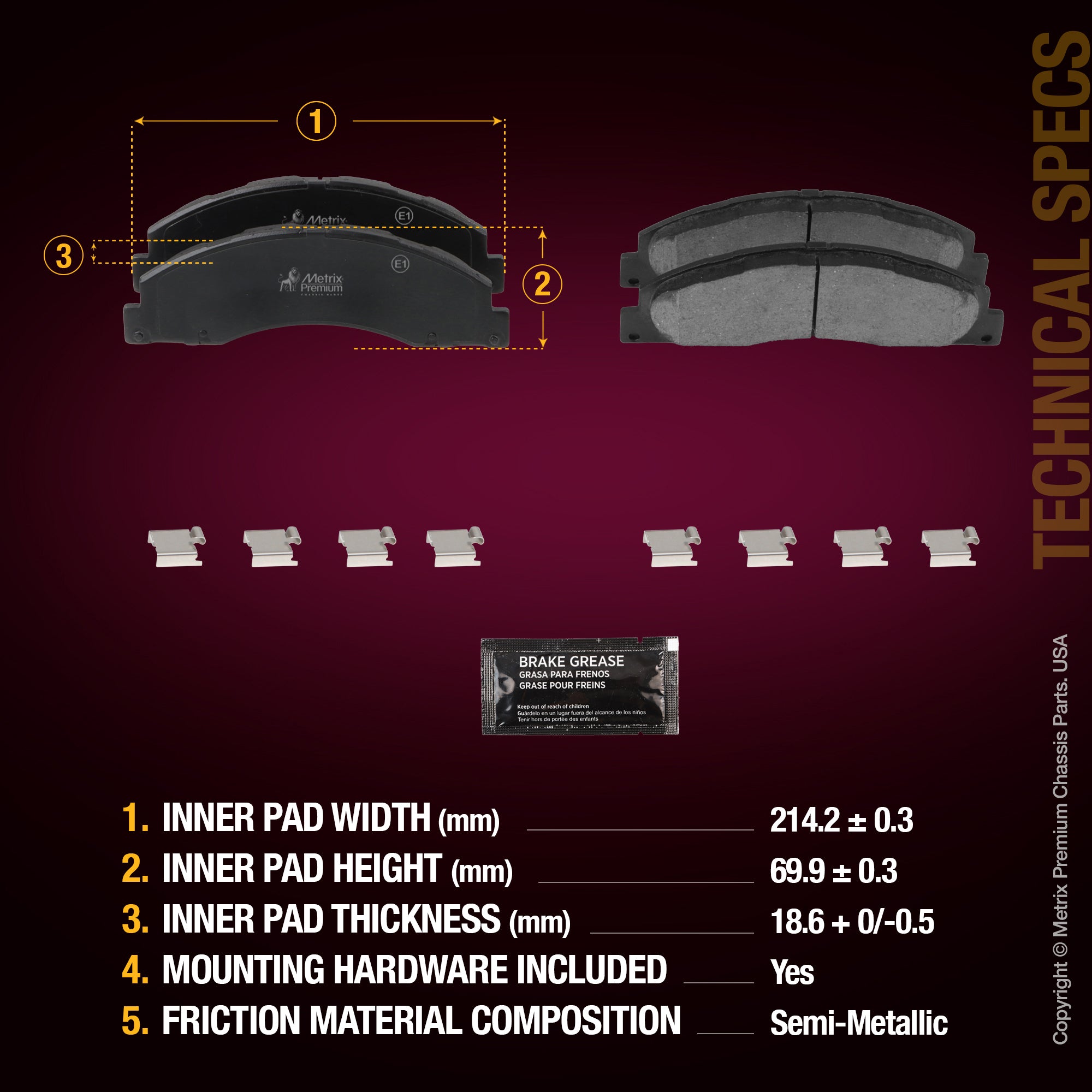 Metrix Premium Front Disc Brake Pad Set 94061MS aftermarket car parts