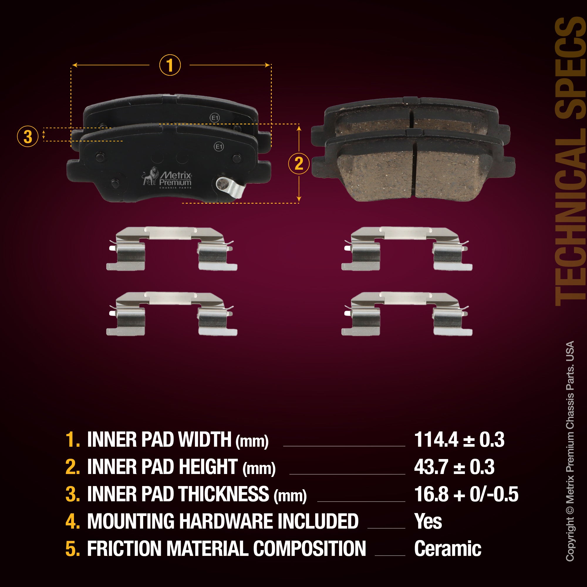 Metrix Premium Rear Disc Brake Pad Set 94063MC aftermarket car parts