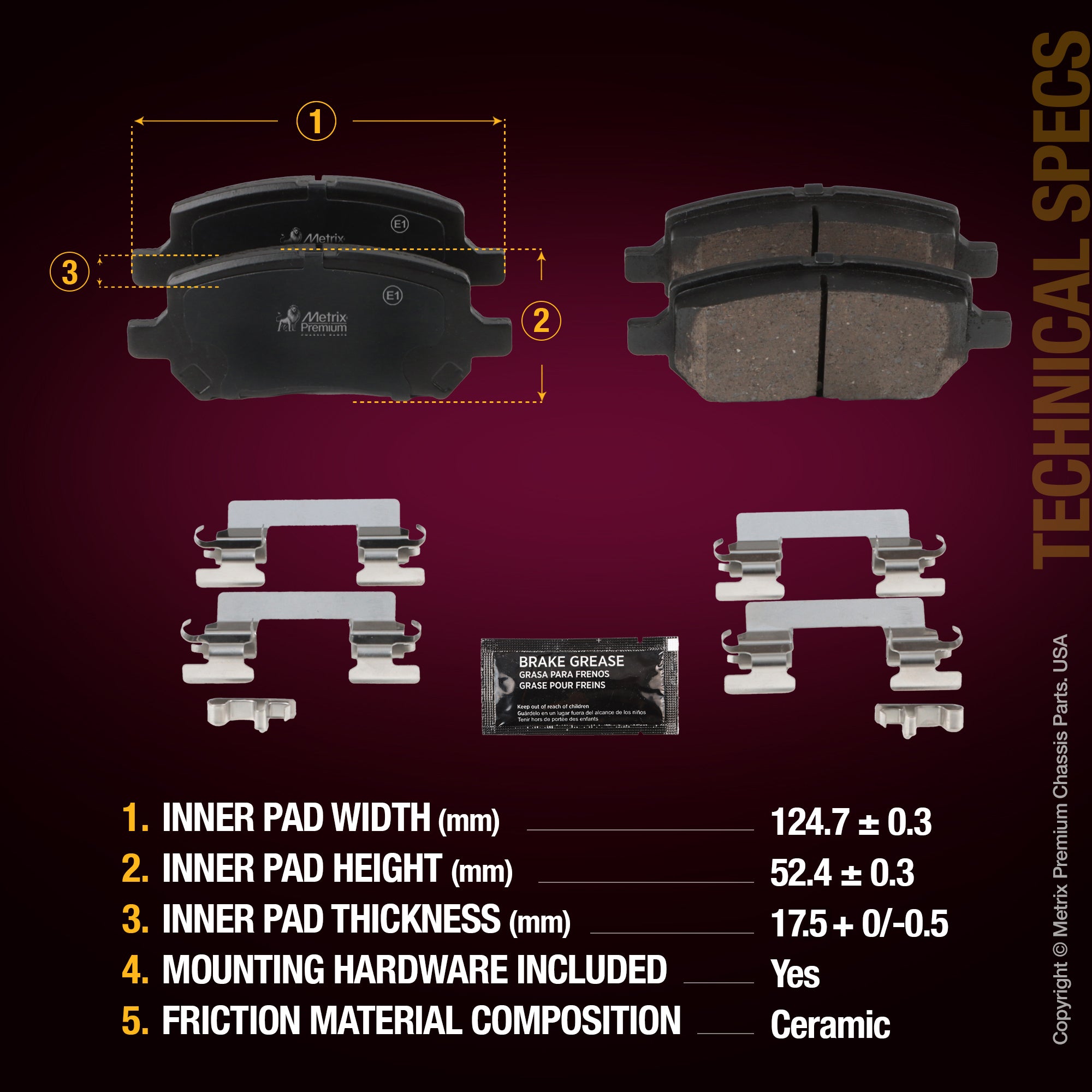 Metrix Premium Front Disc Brake Pad Set 94064MC aftermarket car parts