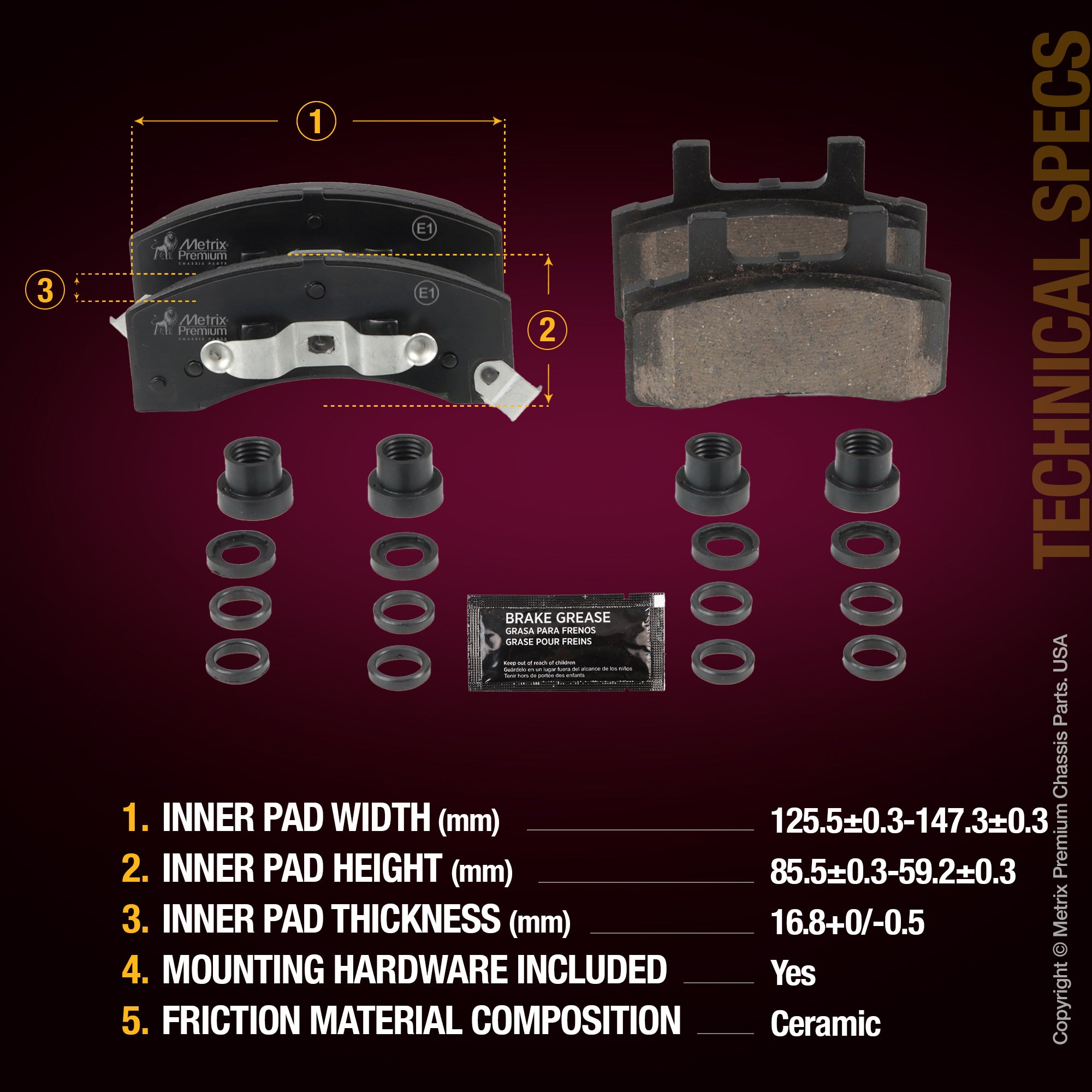 Metrix Premium Front Disc Brake Pad Set 94065MC suspension steering brake parts