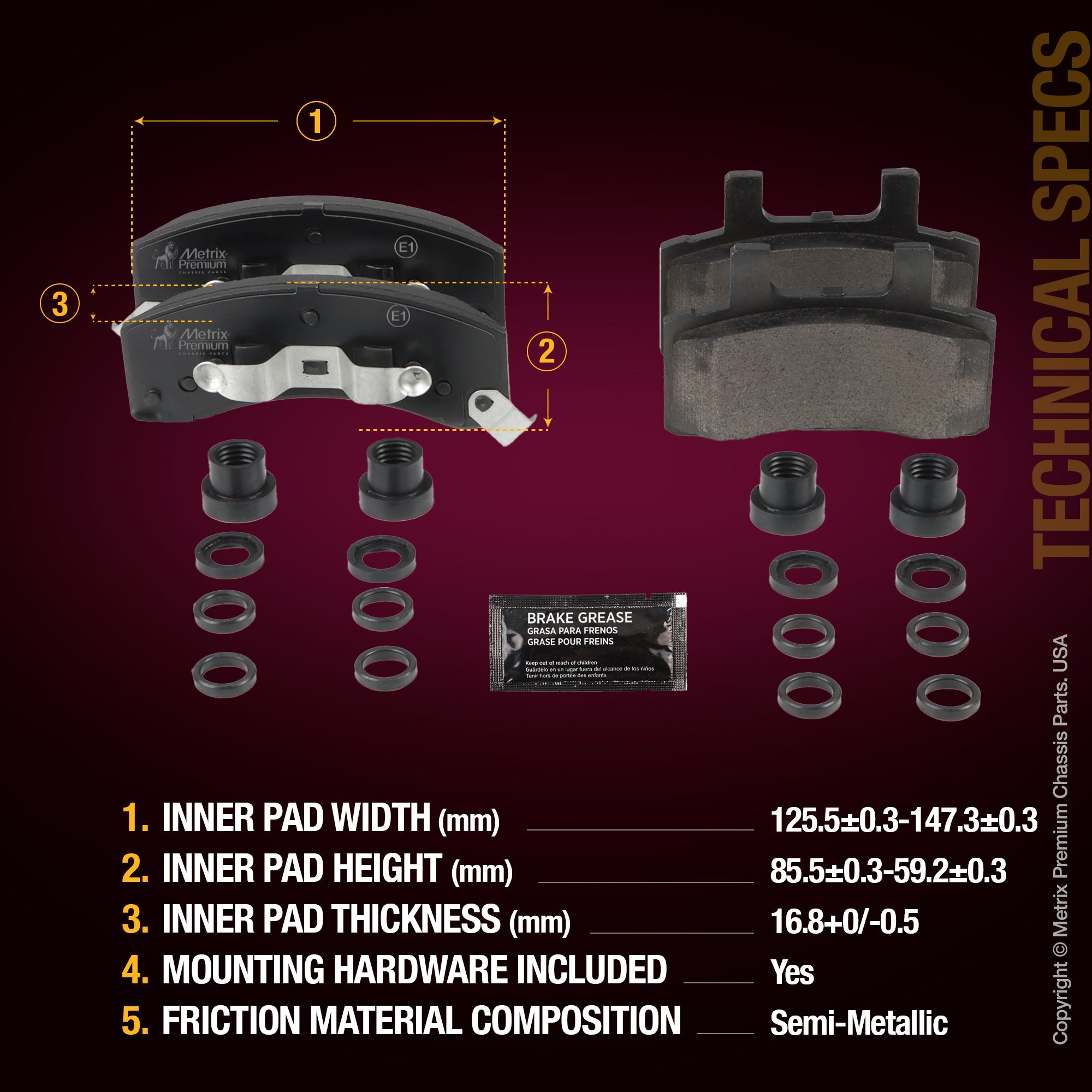 Metrix Premium Front Disc Brake Pad Set 94065MS suspension steering brake parts