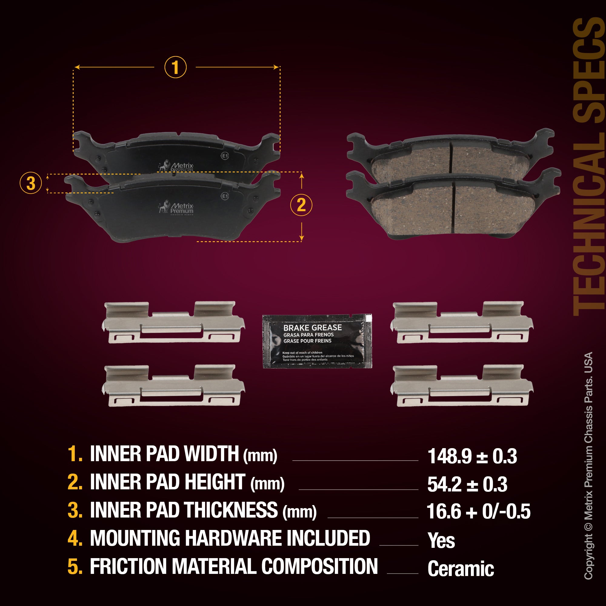 Metrix Premium Rear Disc Brake Pad Set 94066MC aftermarket car parts