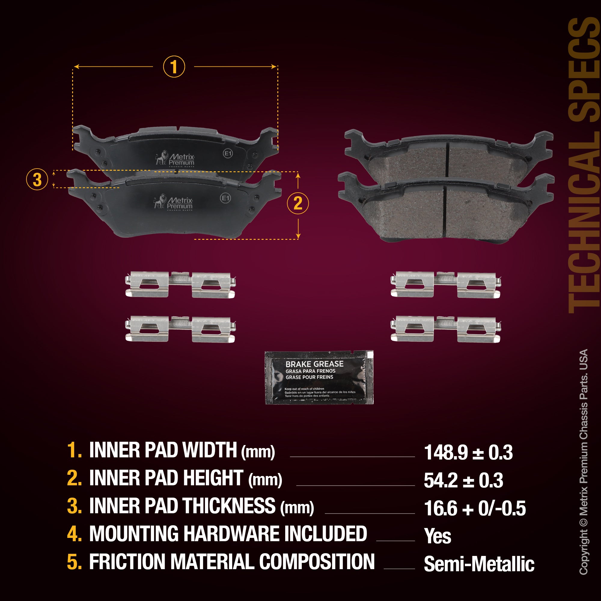 Metrix Premium Rear Disc Brake Pad Set 94066MS aftermarket car parts
