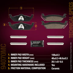 Metrix Premium Chassis Parts Rear Disc Brake Pad Set 94070MC aftermarket car parts