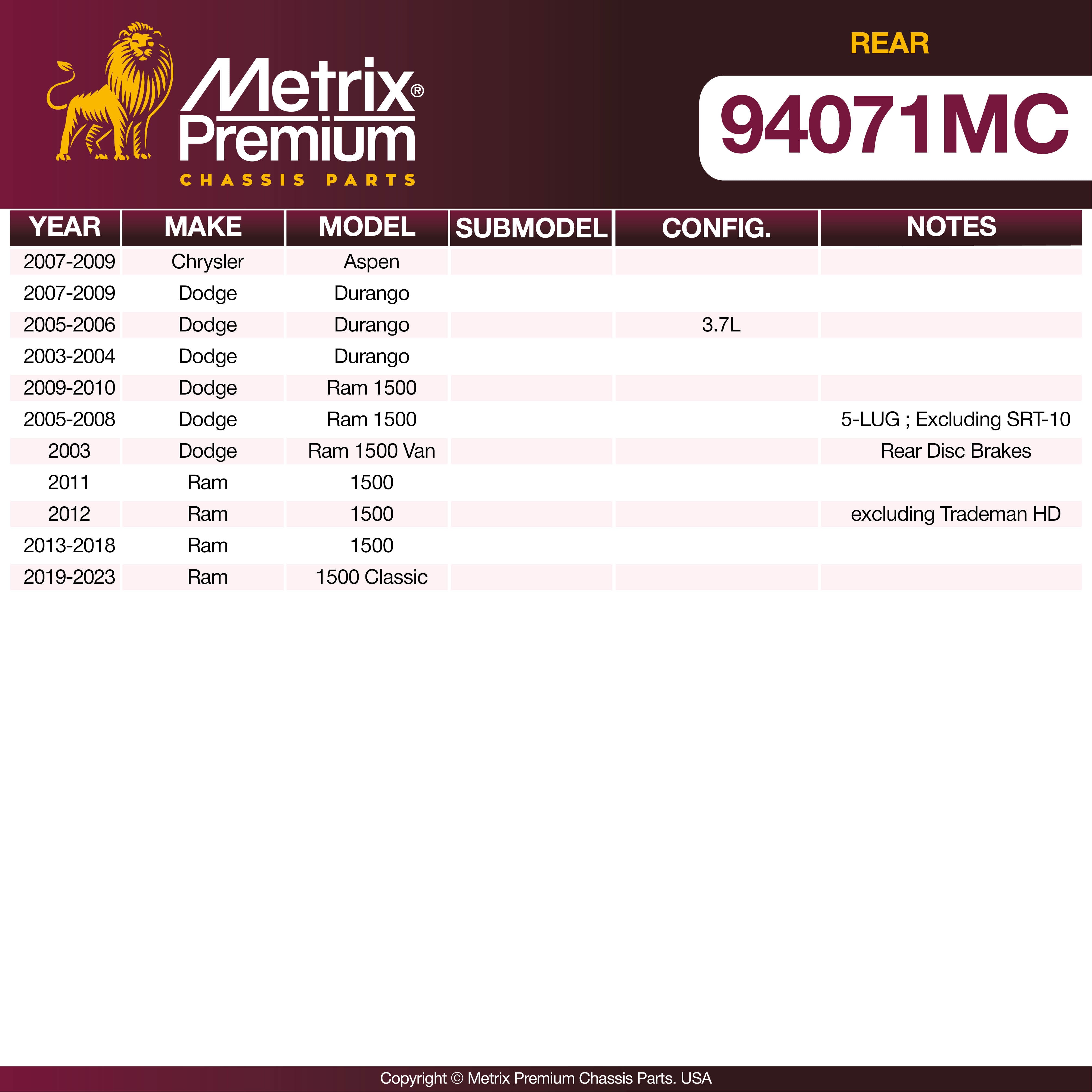 Metrix Premium Rear Disc Brake Pad Set 94071MC OEM fit spare parts