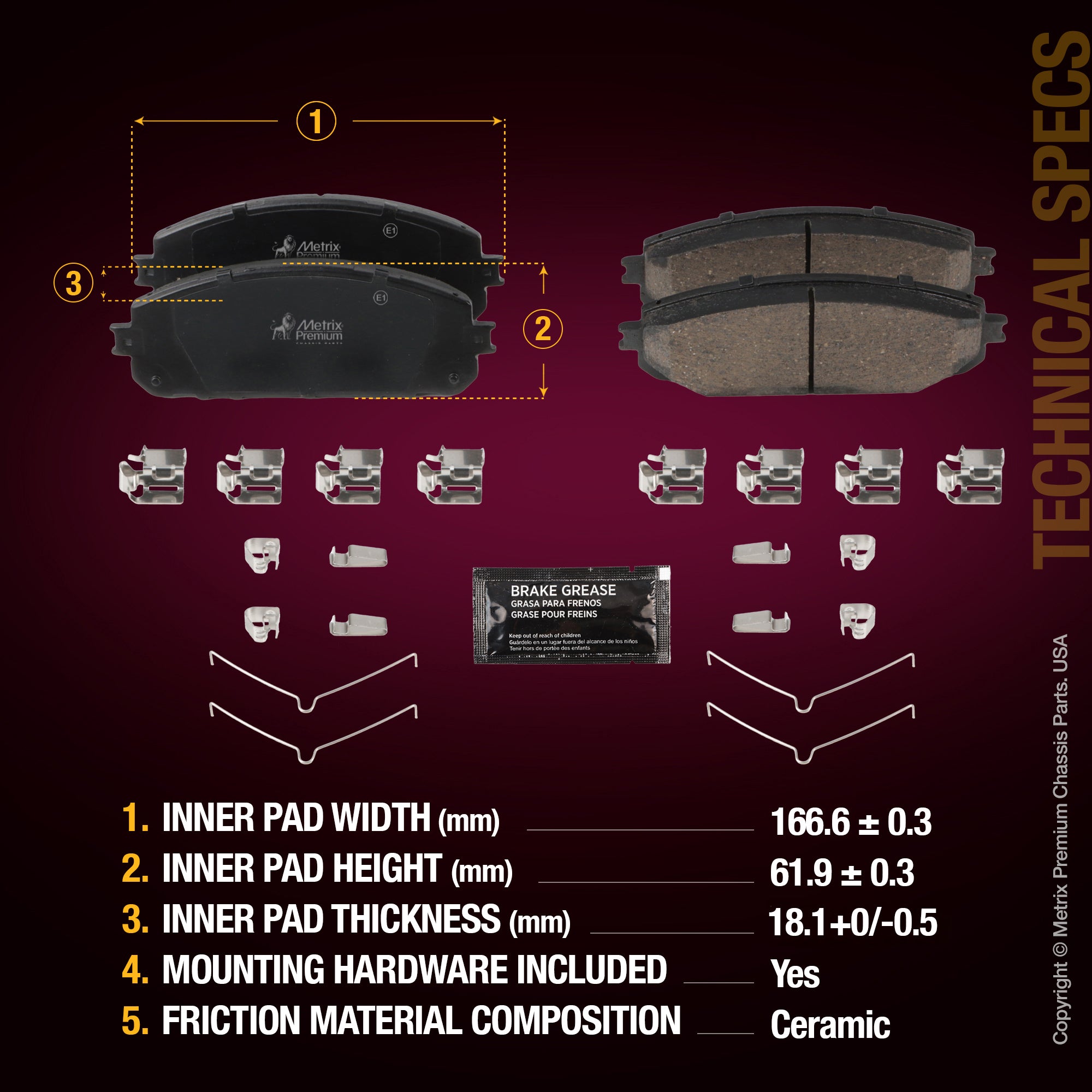 Metrix Premium Front Disc Brake Pad Set 94072MC aftermarket car parts