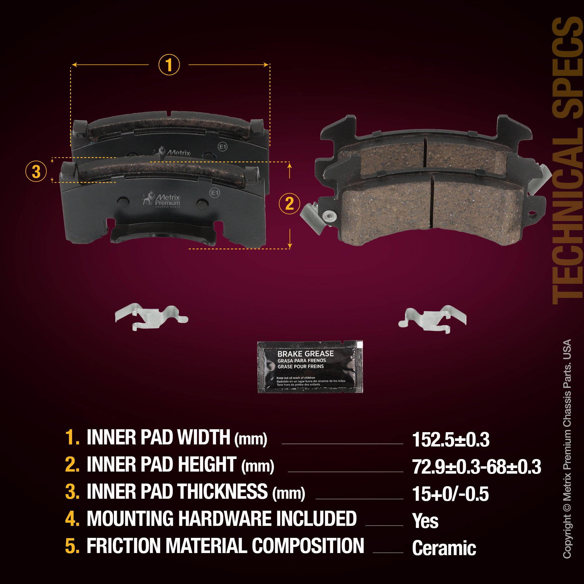 Metrix Premium Front&Rear Disc Brake Pad Set 94075MC suspension steering brake parts