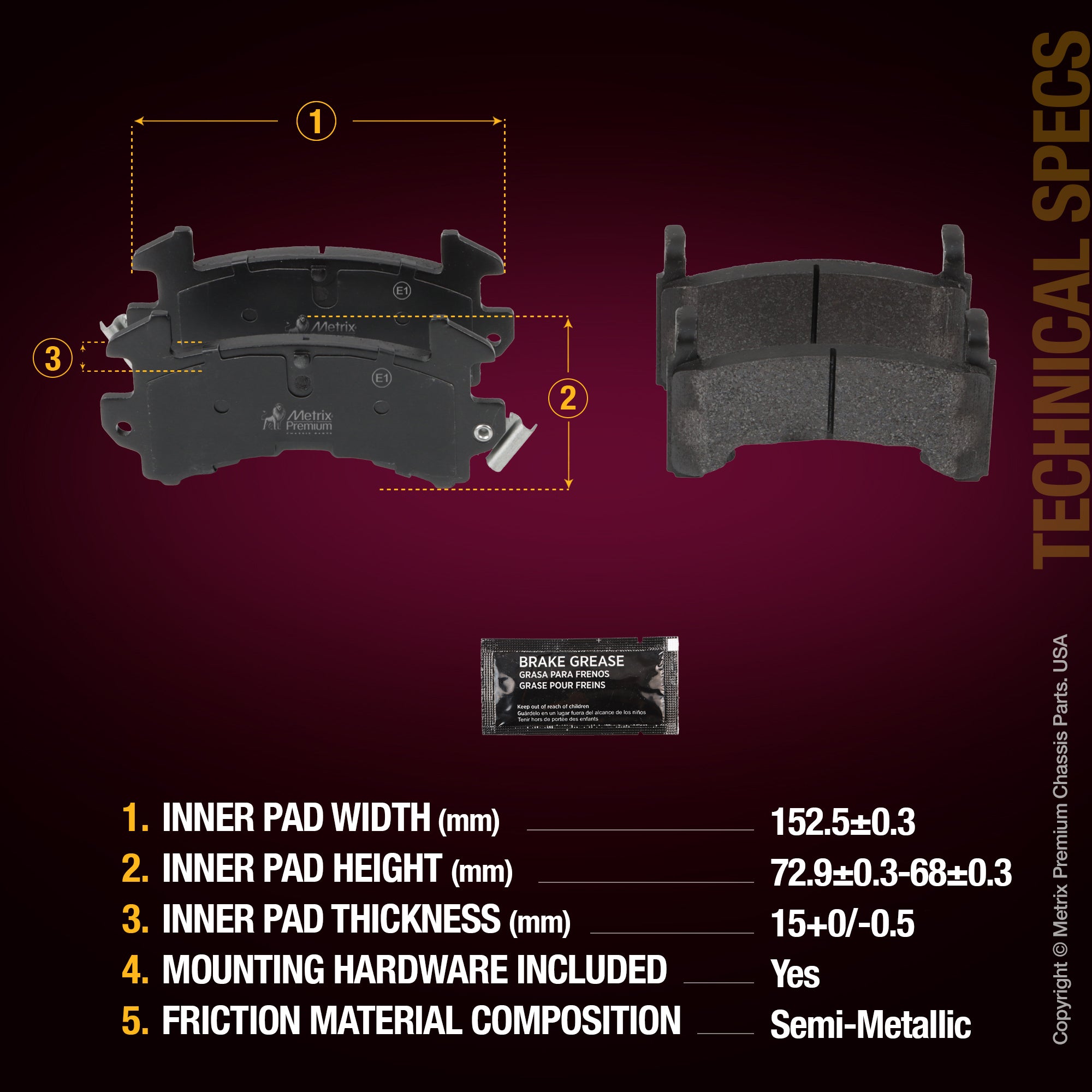 Metrix Premium Front&Rear Disc Brake Pad Set 94075MS suspension steering brake parts