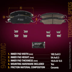 Metrix Premium Chassis Parts Front Disc Brake Pad Set 94078MC OEM fit auto parts