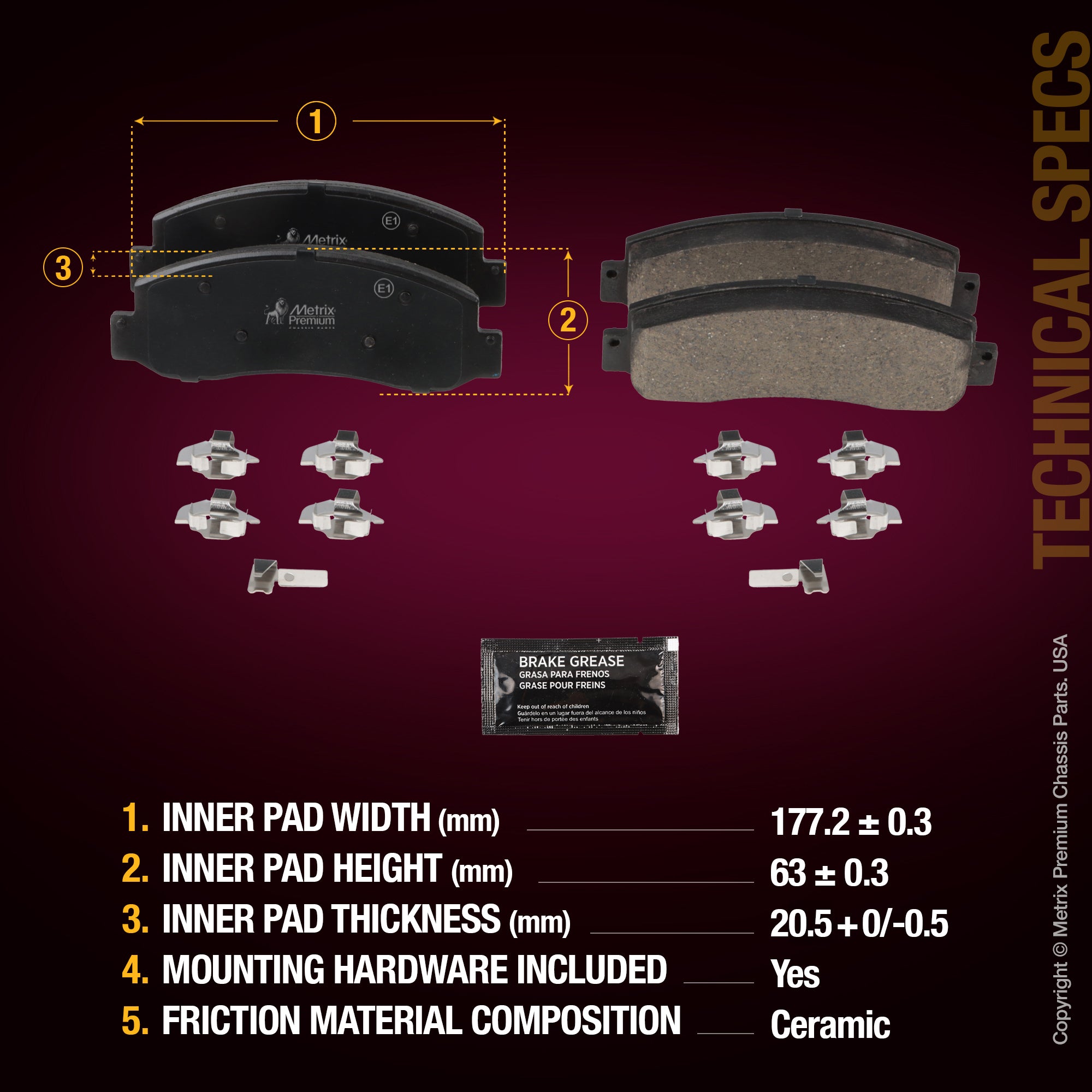 Metrix Premium Front Disc Brake Pad Set 94079MC aftermarket car parts