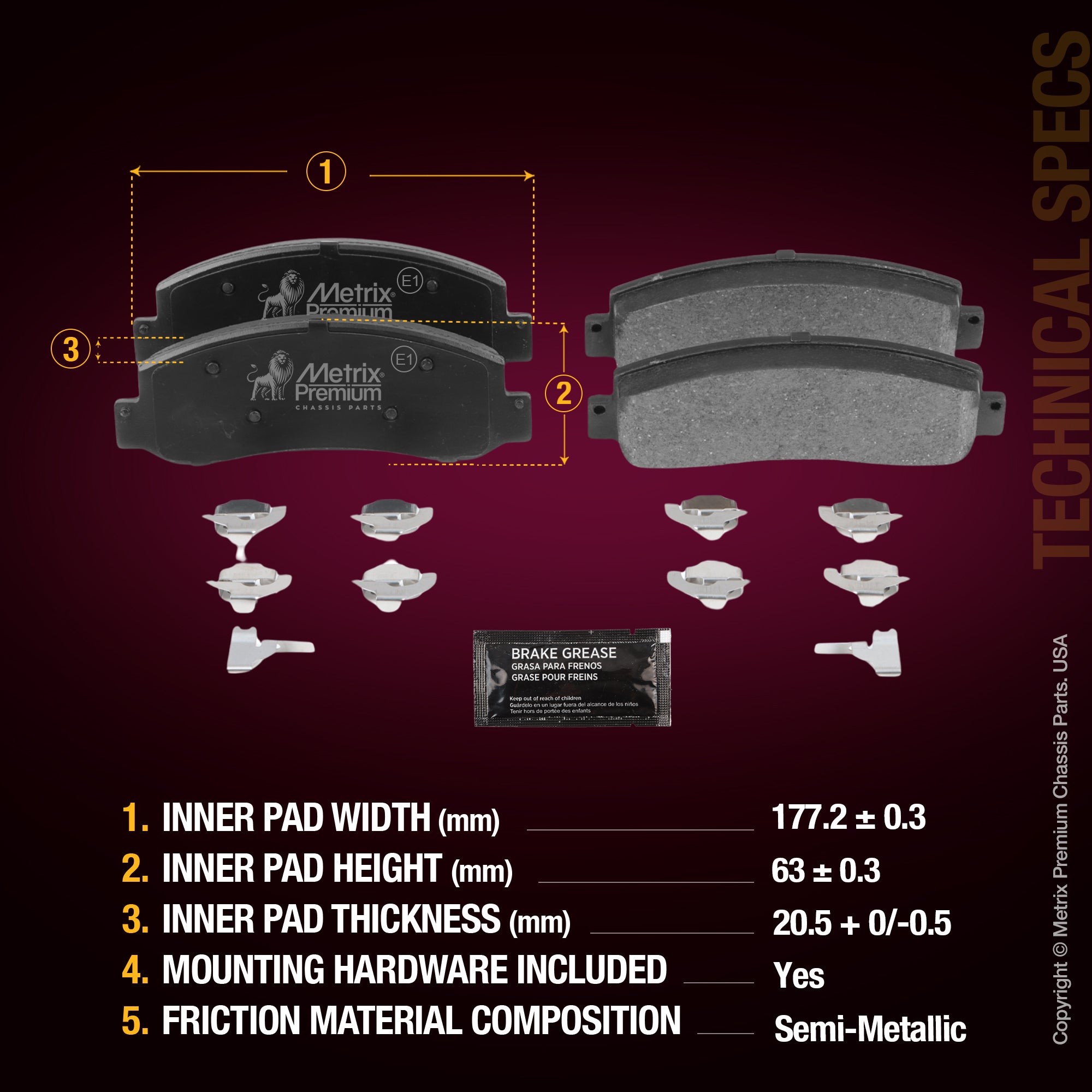 Metrix Premium Front Disc Brake Pad Set 94079MS aftermarket car parts