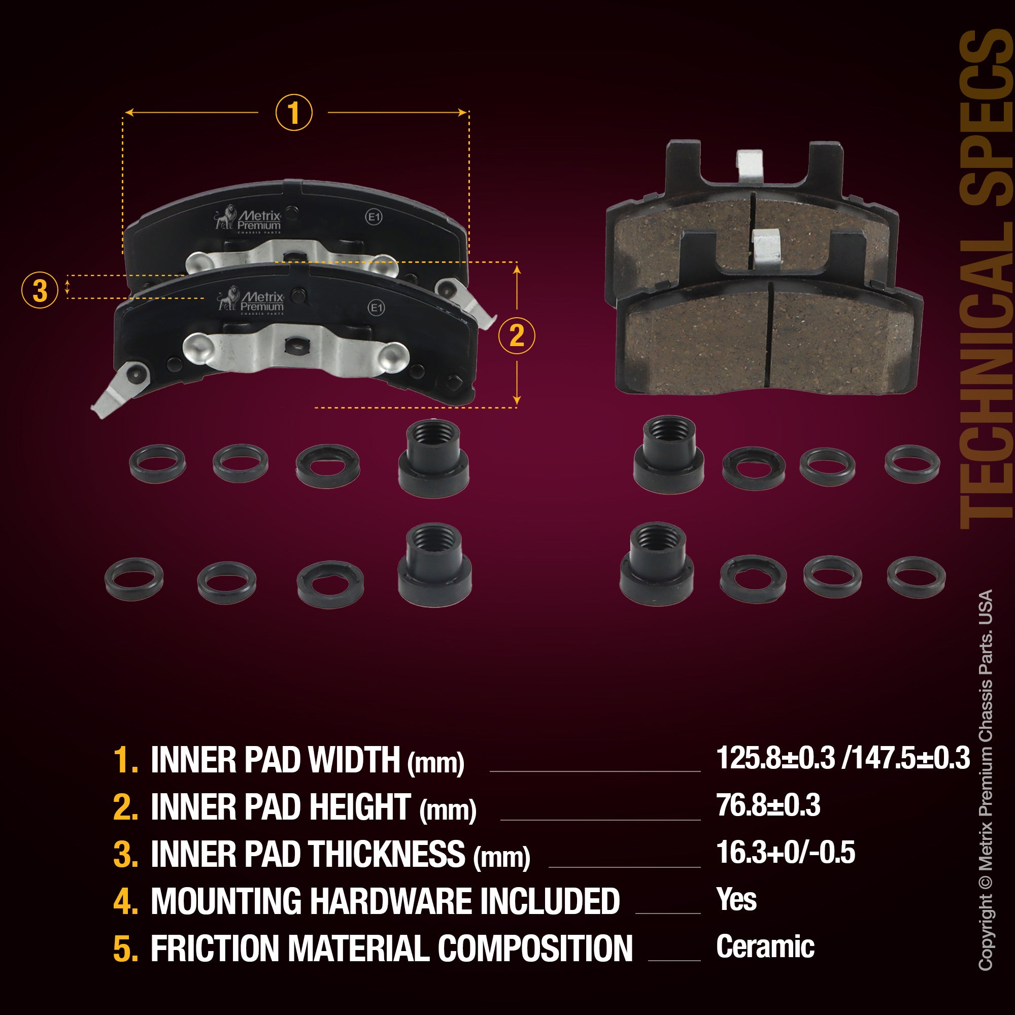 Metrix Premium Front Disc Brake Pad Set 94080MC suspension steering brake parts