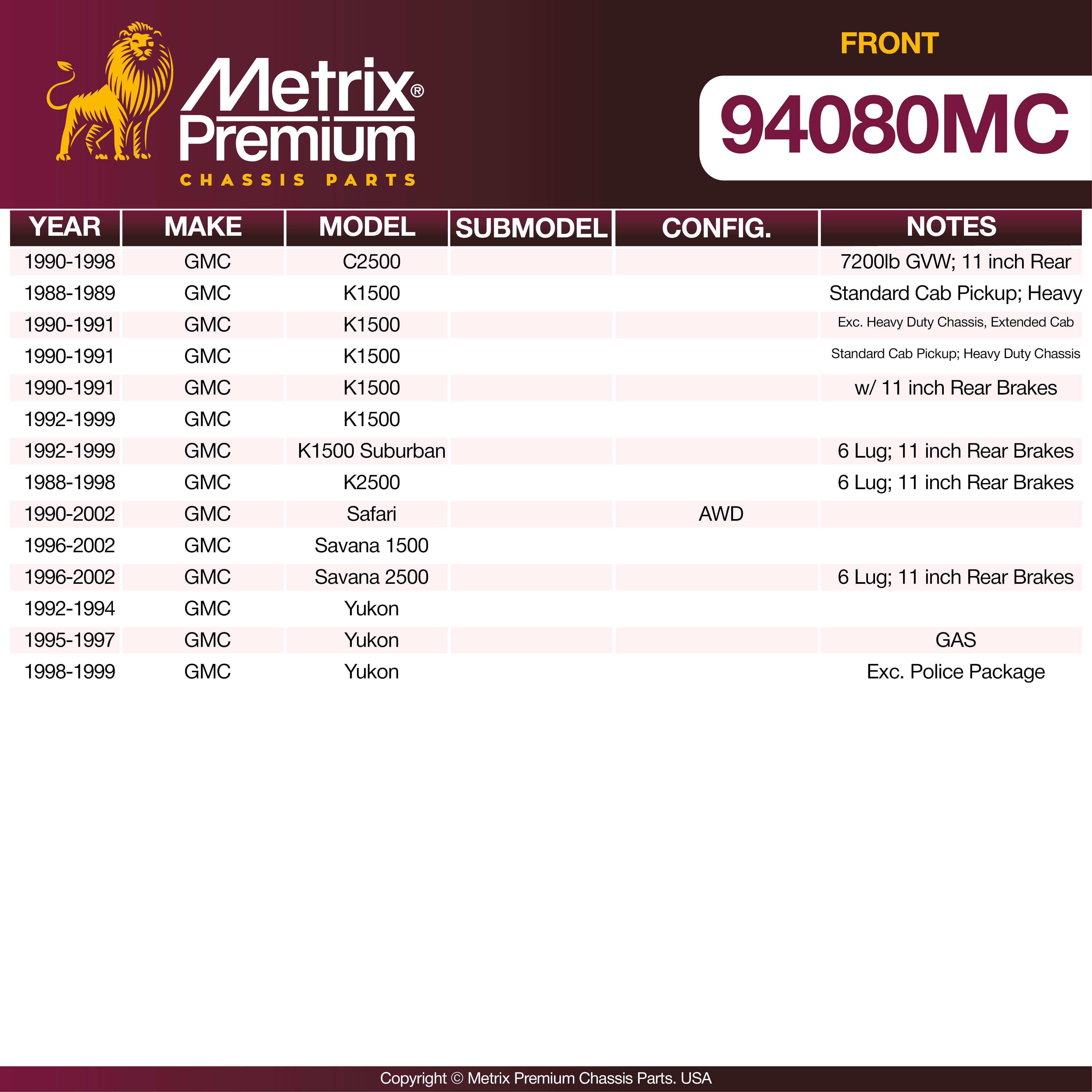 Metrix Premium Front Disc Brake Pad Set 94080MC aftermarket car parts