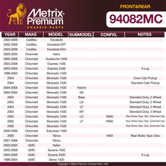 Metrix Premium Front&Rear Disc Brake Pad Set 94082MC OEM fit spare parts