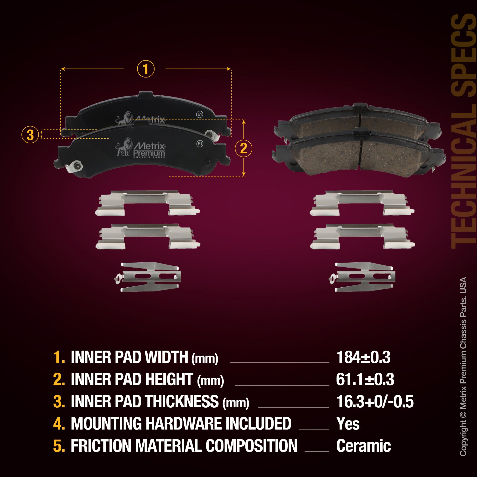 Metrix Premium Rear Disc Brake Pad Set 94083MC suspension steering brake parts