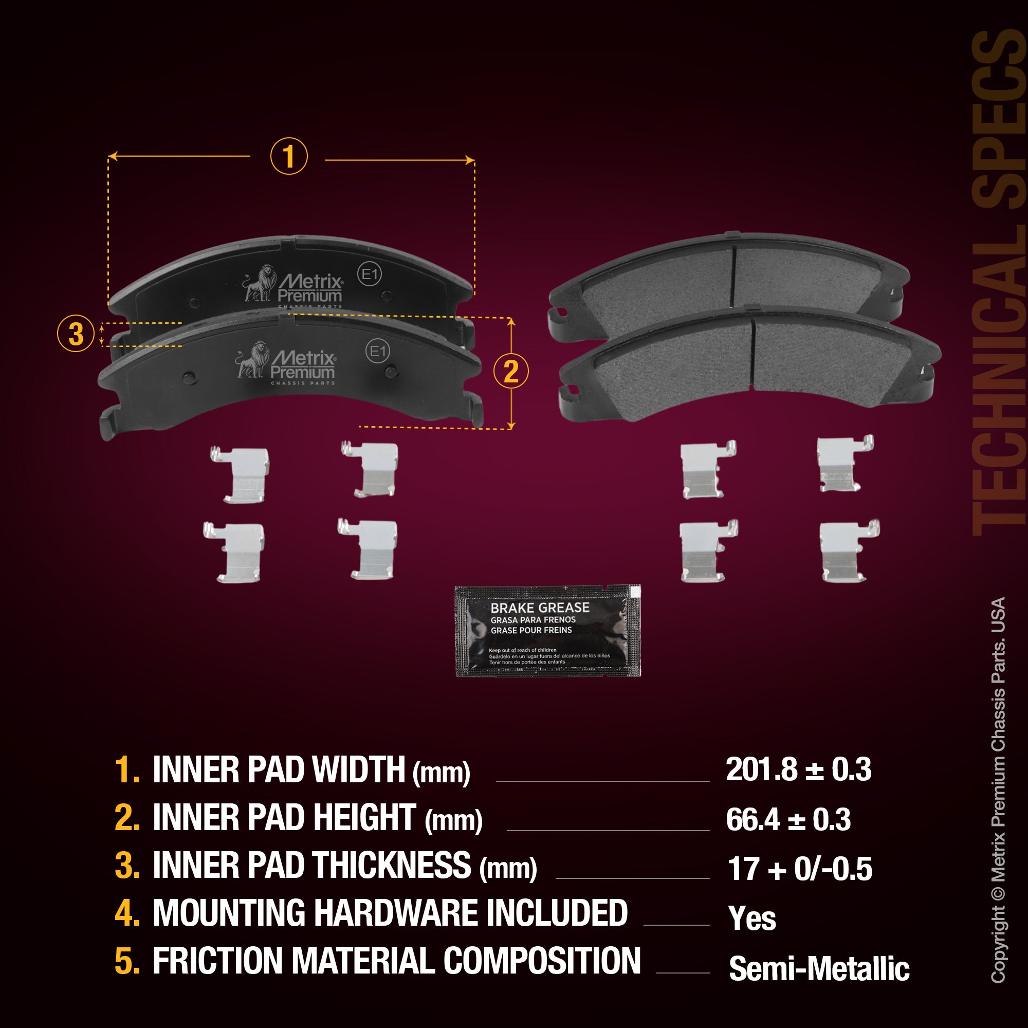 Metrix Premium Rear Disc Brake Pad Set 94084MS aftermarket car parts
