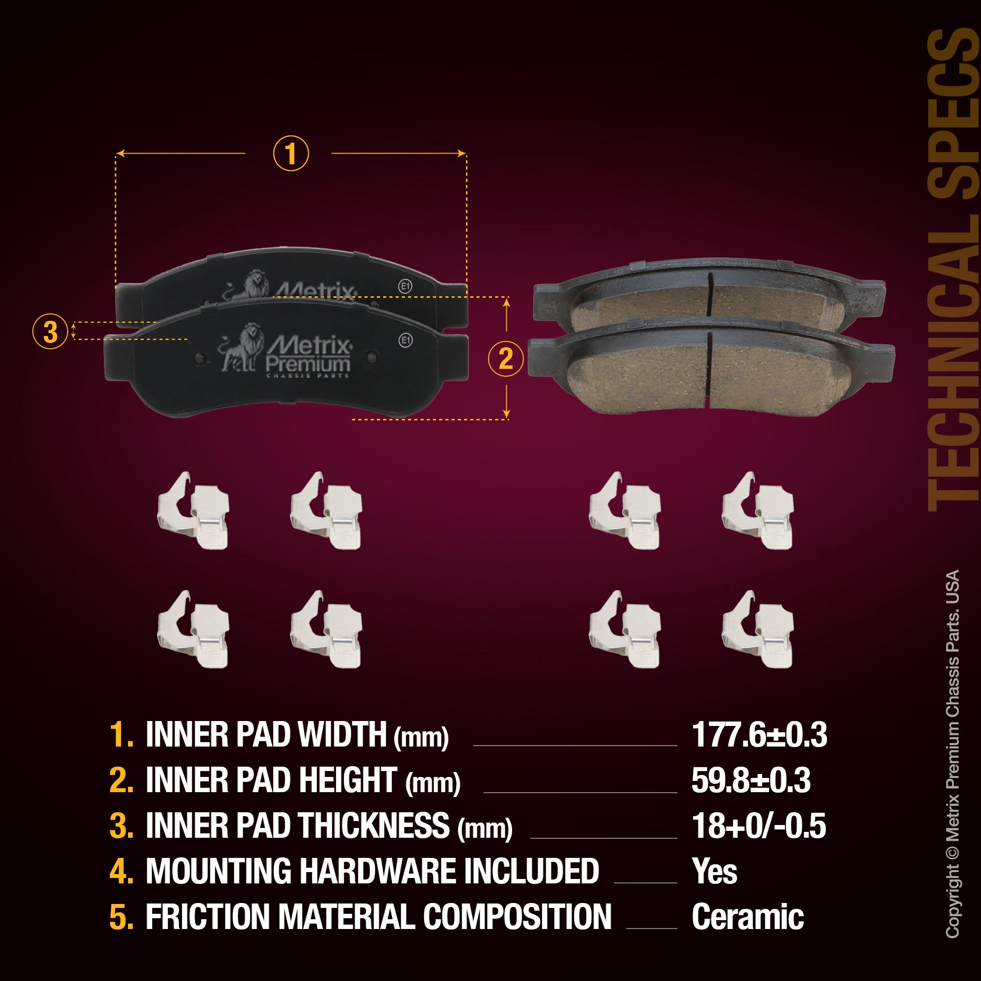 Metrix Premium Rear Disc Brake Pad Set 94087MC spare car parts
