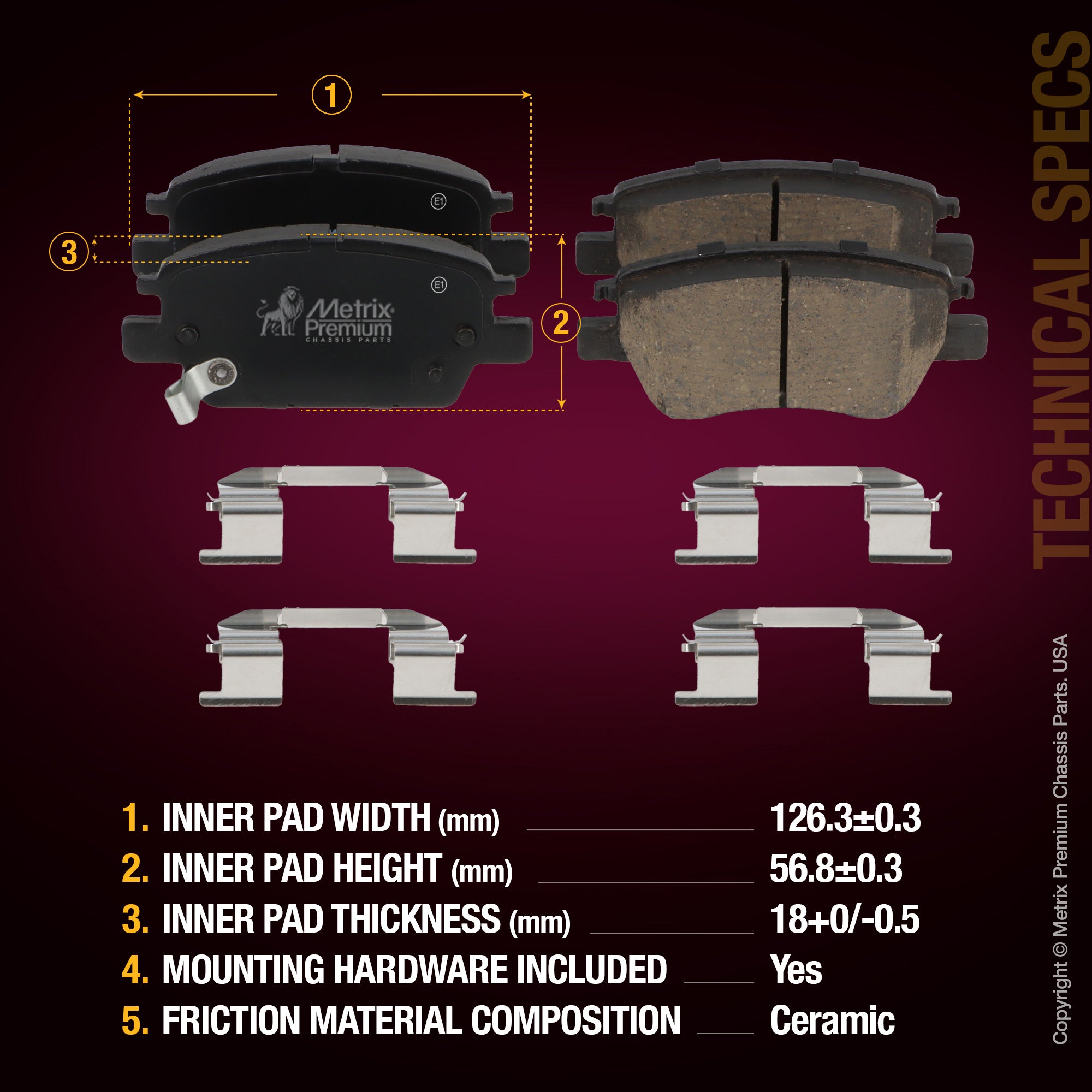 Metrix Premium Front Disc Brake Pad Set 94092MC aftermarket car parts