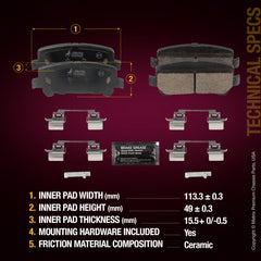Metrix Premium Rear Disc Brake Pad Set 94095MC aftermarket car parts