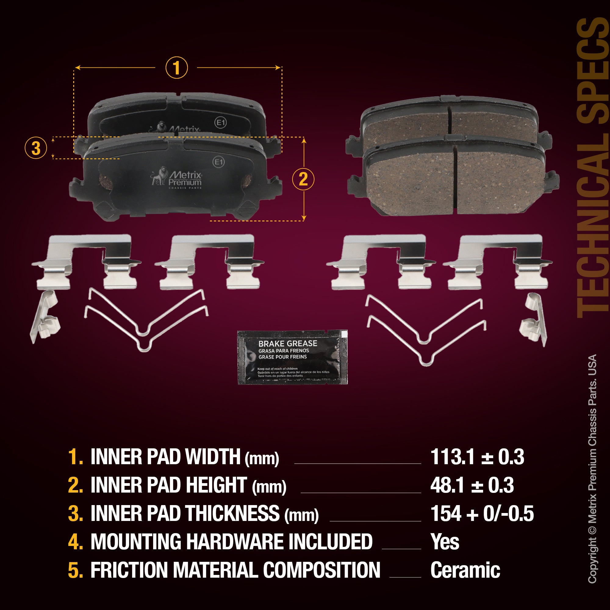 Metrix Premium Rear Disc Brake Pad Set 94096MC aftermarket car parts