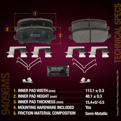Metrix Premium Chassis Parts Rear Disc Brake Pad Set 94096MS aftermarket car parts