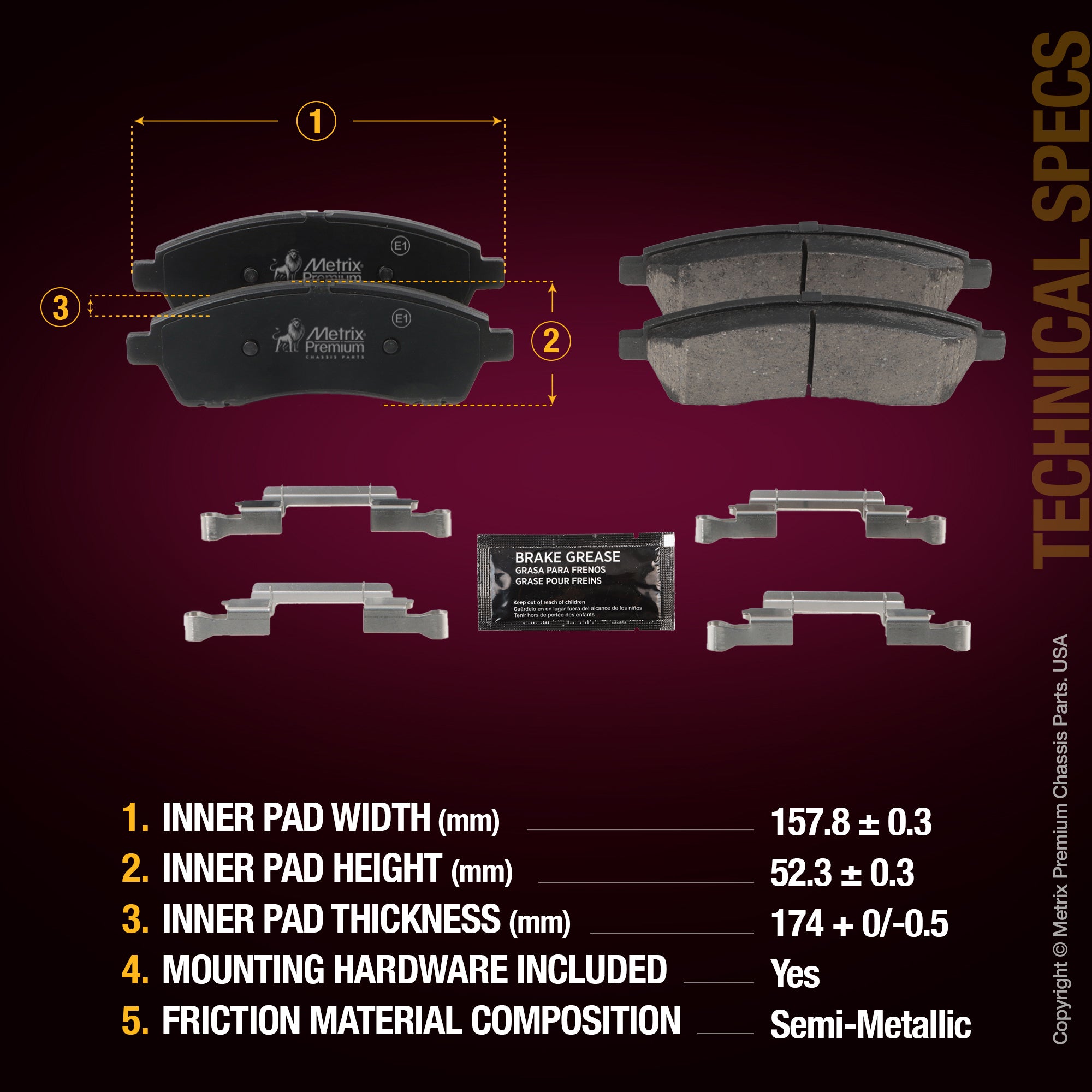Metrix Premium Rear Disc Brake Pad Set 94099MS aftermarket car parts