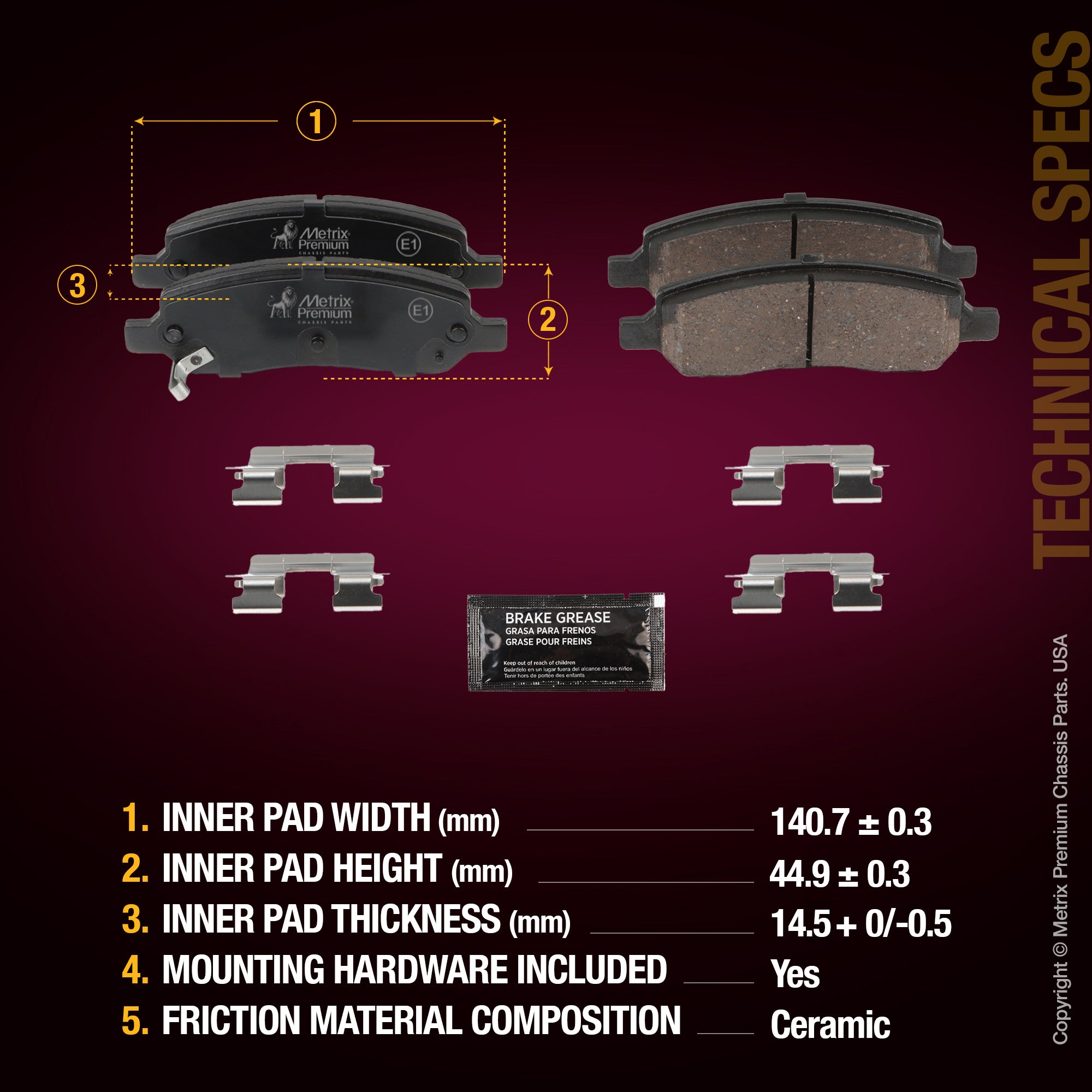 Metrix Premium Rear Disc Brake Pad Set 94100MC aftermarket car parts