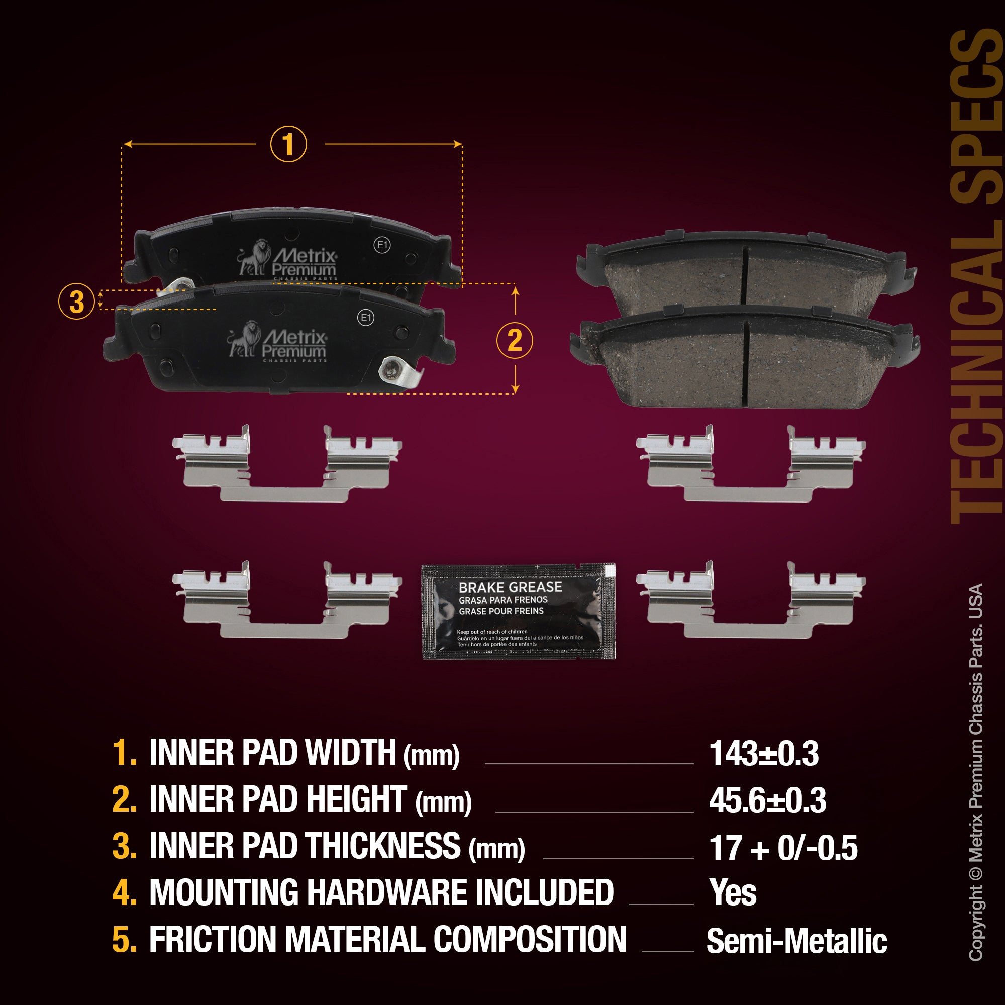 Metrix Premium Rear Disc Brake Pad Set 94101MS aftermarket car parts