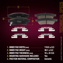 Metrix Premium Rear Disc Brake Pad Set 94104MC aftermarket car parts