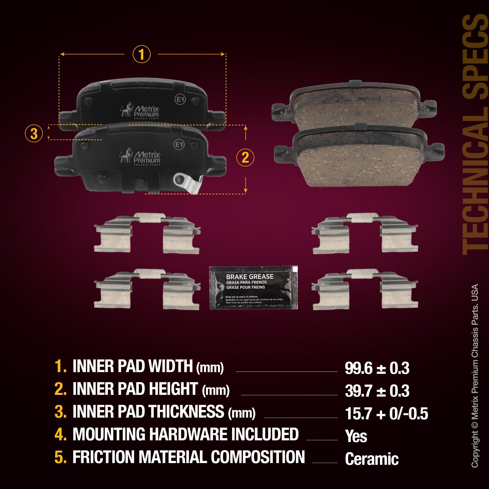 Metrix Premium Front Disc Brake Pad Set 94105MC aftermarket car parts