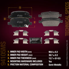 Metrix Premium Chassis Parts Front Disc Brake Pad Set 94105MS aftermarket car parts