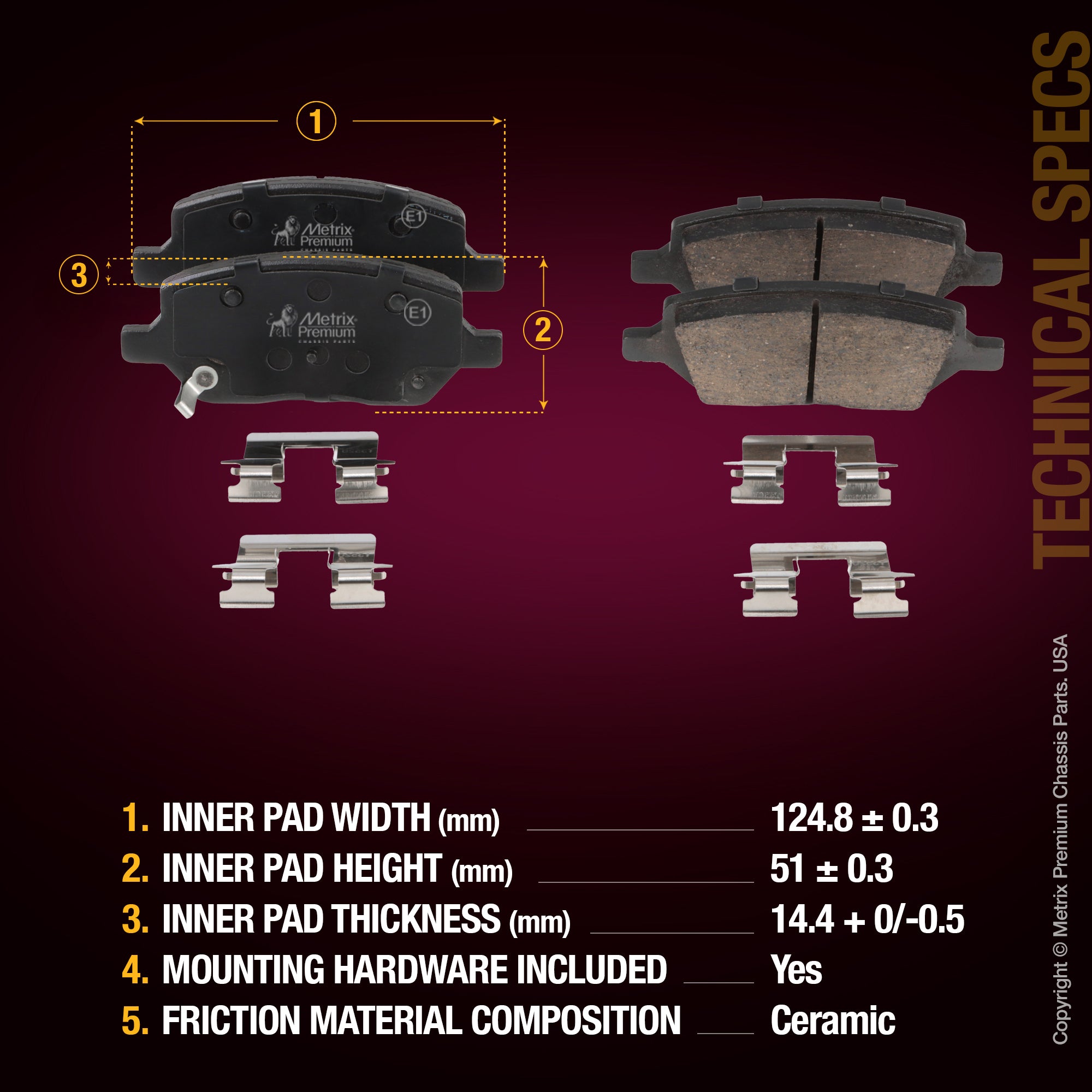 Metrix Premium Chassis Parts Rear Disc Brake Pad Set 94109MC OEM fit auto parts