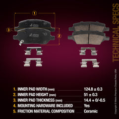Metrix Premium Chassis Parts Rear Disc Brake Pad Set 94109MC OEM fit auto parts