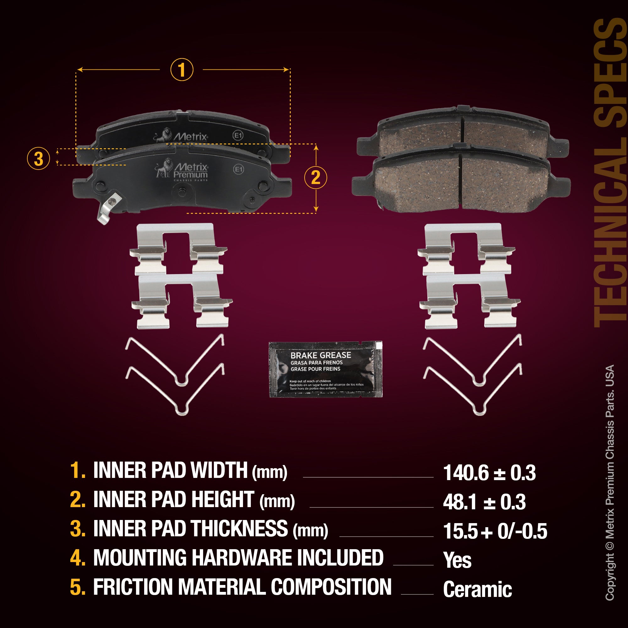 Metrix Premium Rear Disc Brake Pad Set 94116MC aftermarket car parts
