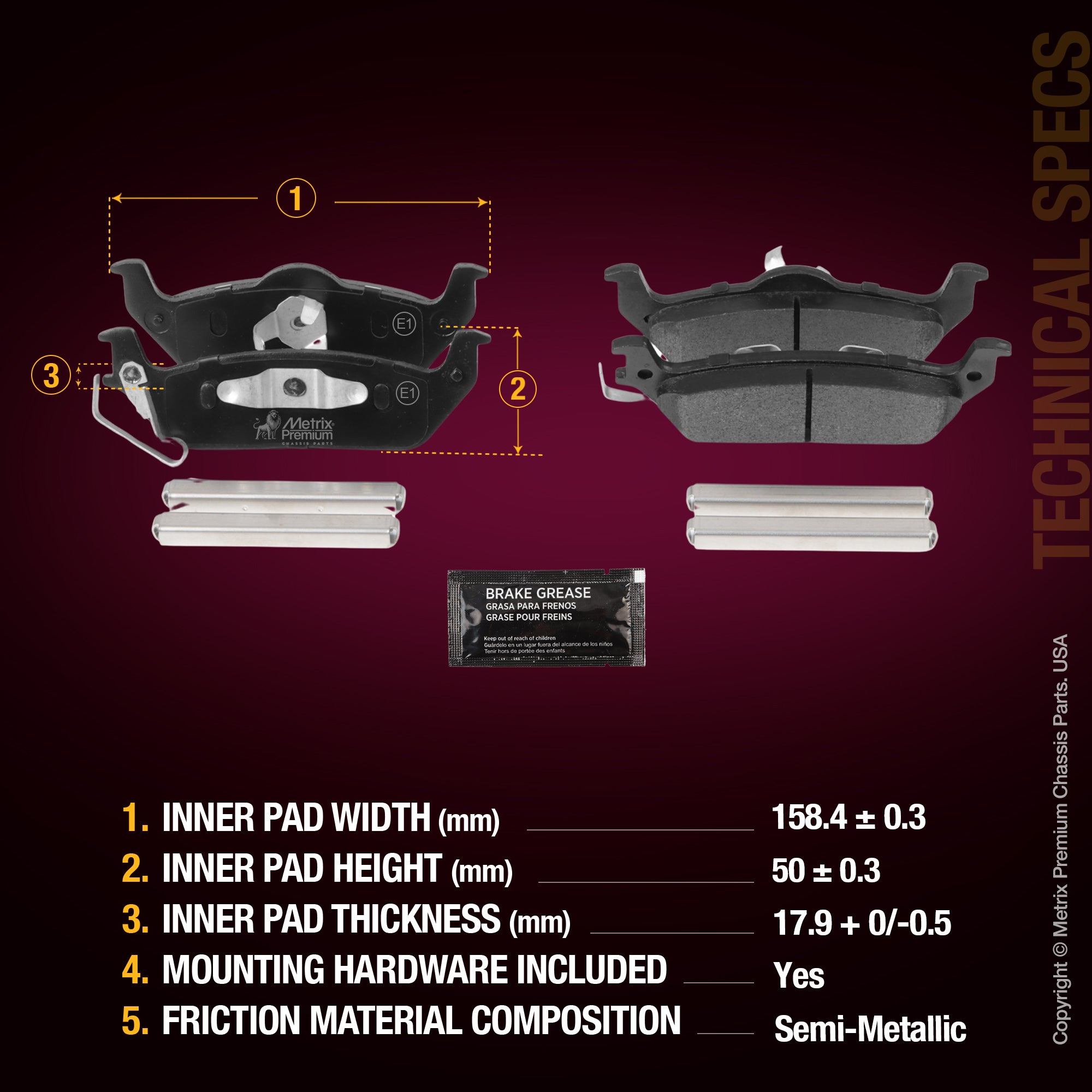 Metrix Premium Rear Disc Brake Pad Set 94119MS aftermarket car parts