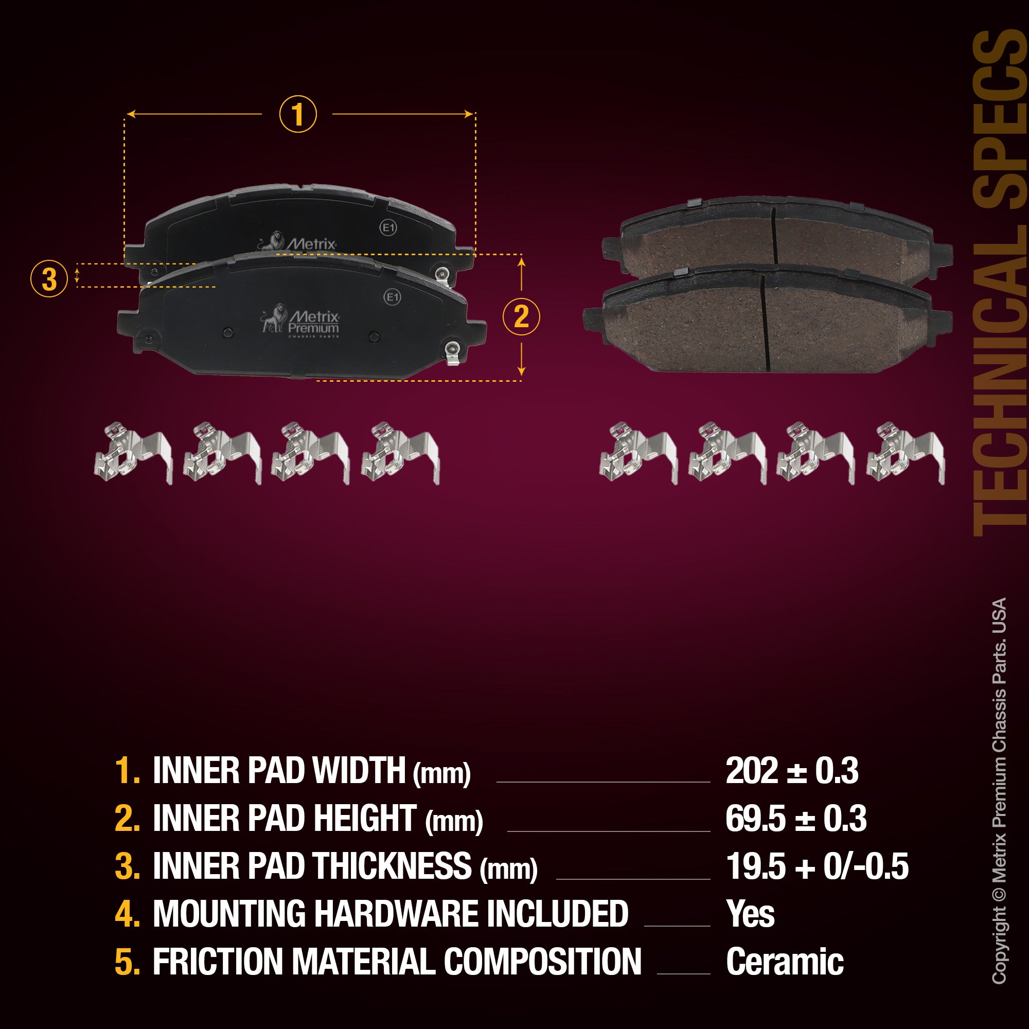 Metrix Premium Front Disc Brake Pad Set 94124MC aftermarket car parts