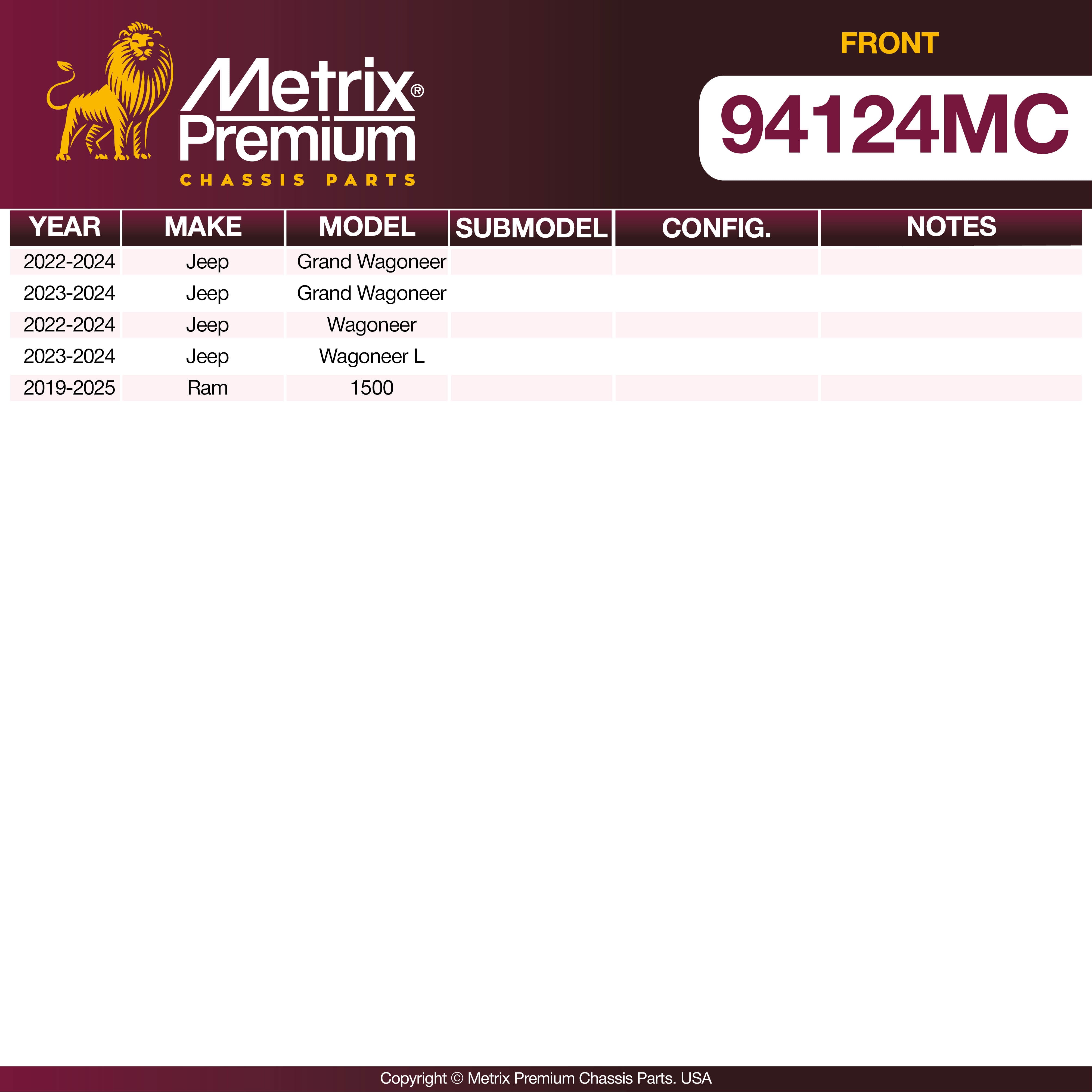 Metrix Premium Front Disc Brake Pad Set 94124MC OEM fit spare parts