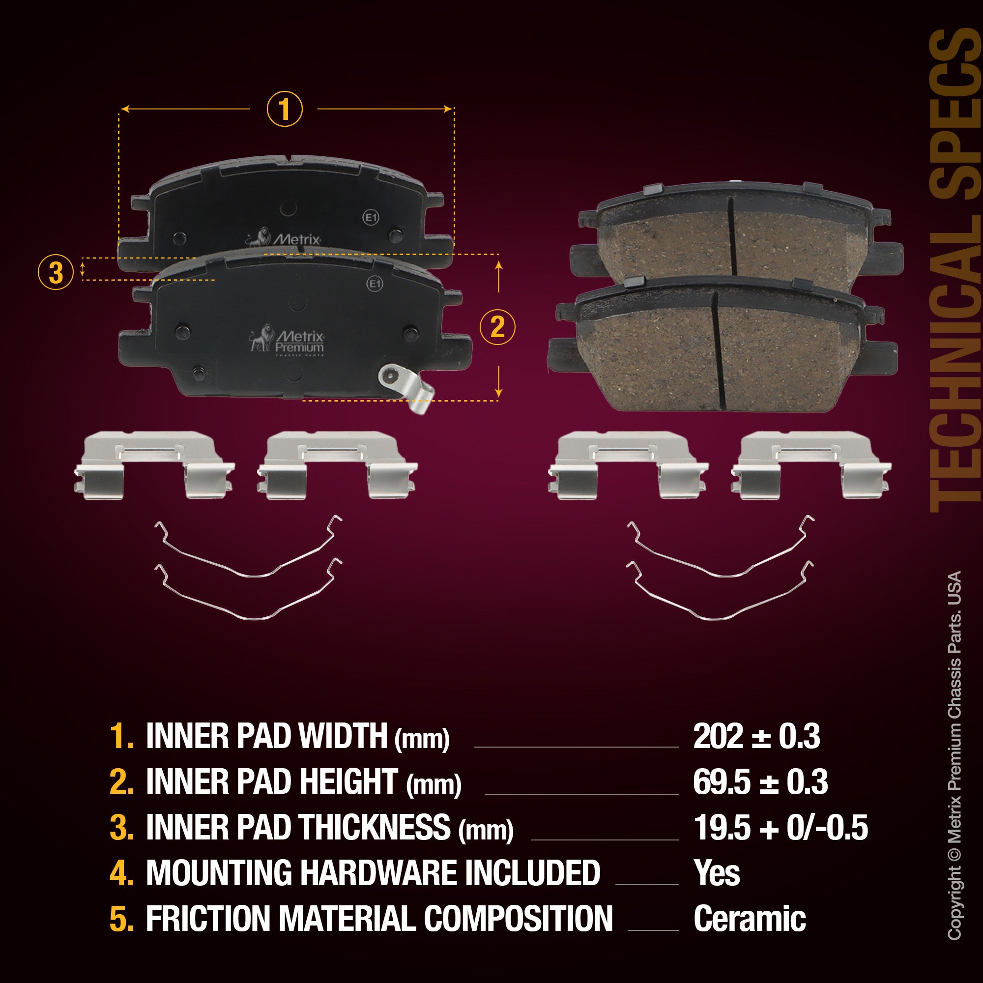Metrix Premium Front & Rear Brake Pad Kit 95829MT aftermarket car parts