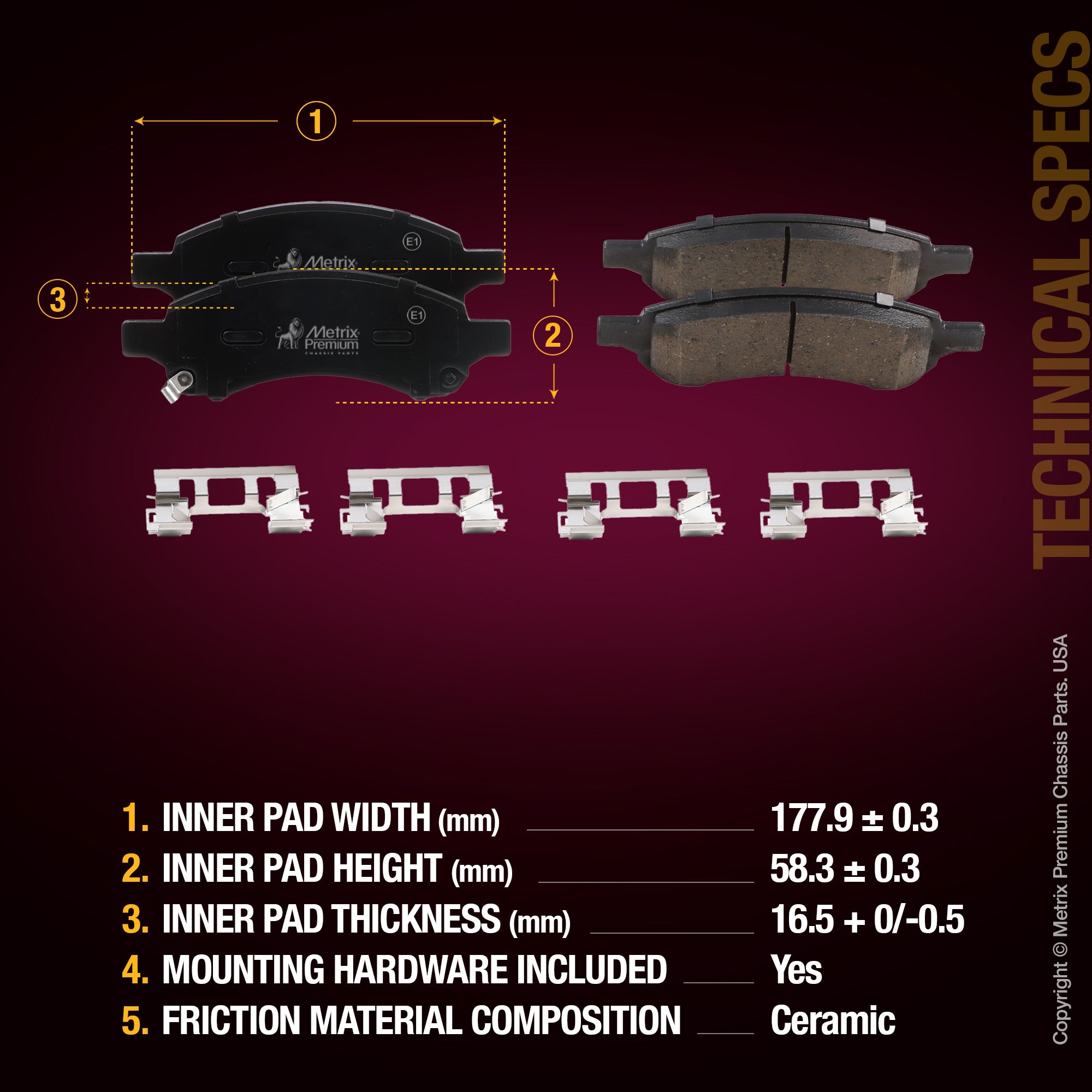 Metrix Premium Front Disc Brake Pad Set 94127MC aftermarket car parts