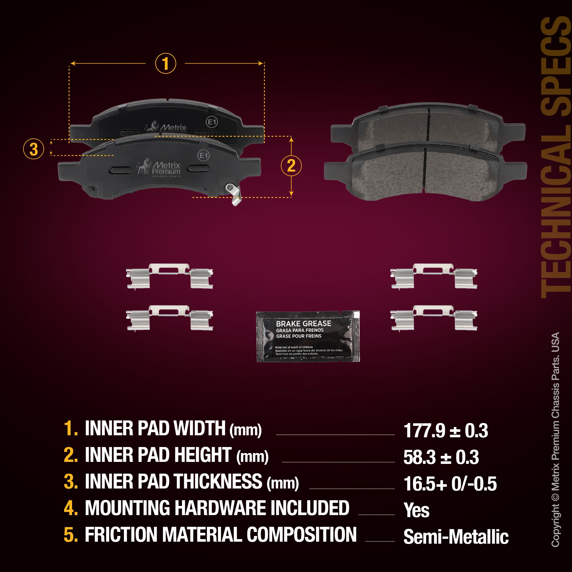 Metrix Premium Front Disc Brake Pad Set 94127MS aftermarket car parts