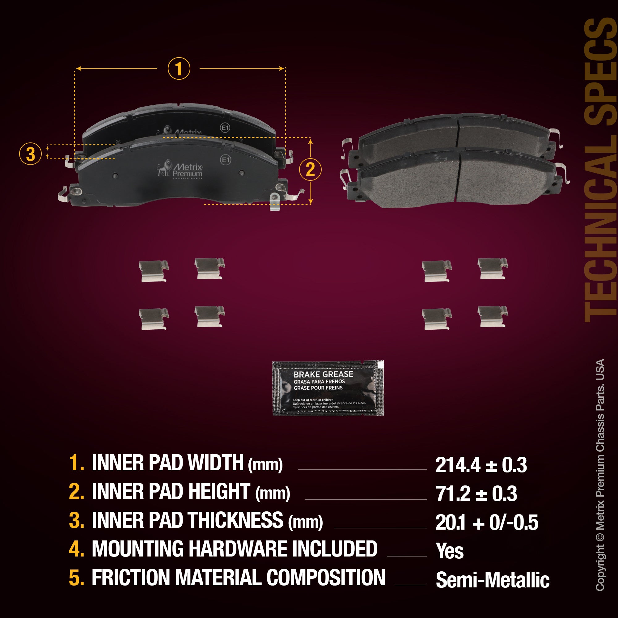 Metrix Premium Front Disc Brake Pad Set 94128MS aftermarket car parts