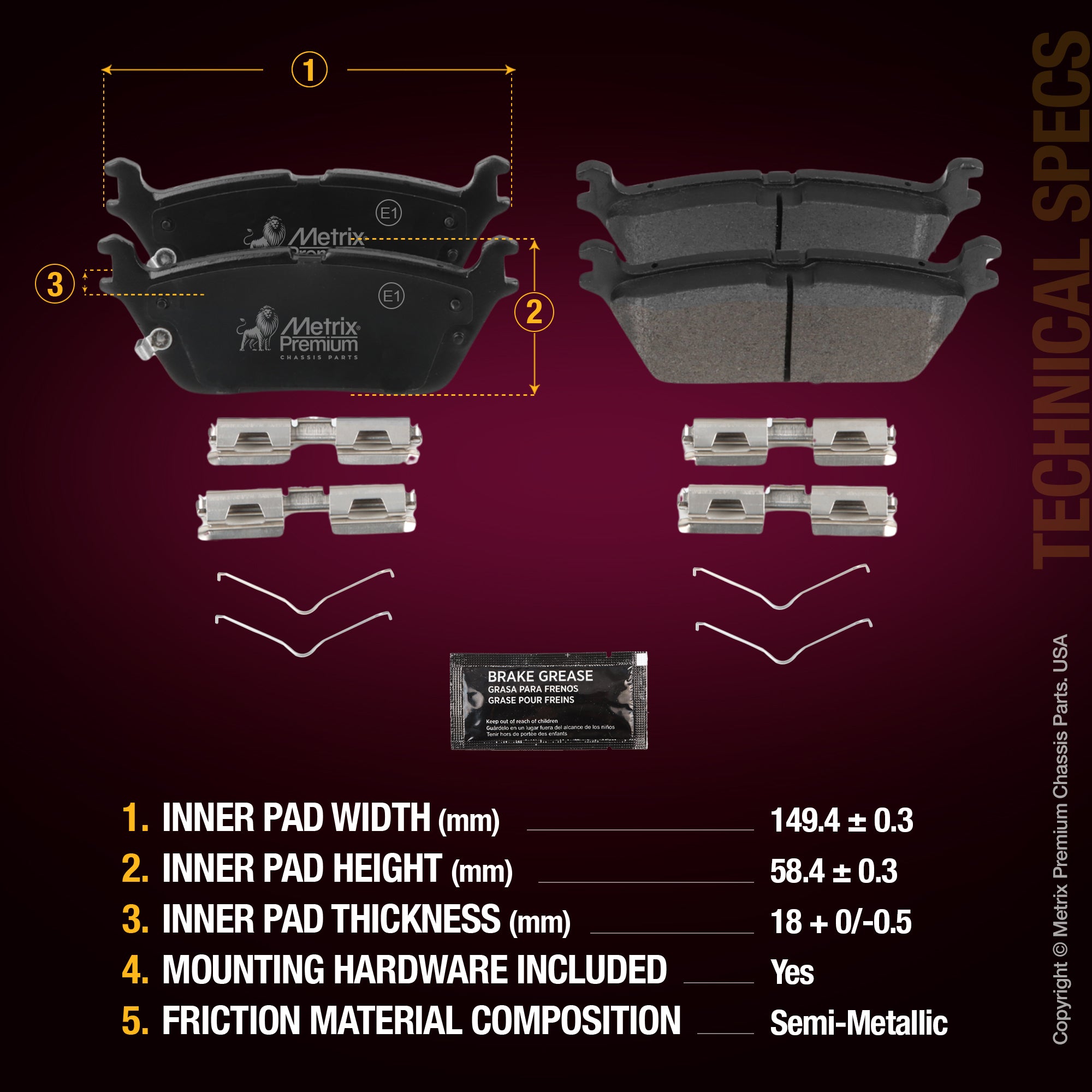 Metrix Premium Rear Disc Brake Pad Set 94129MS aftermarket car parts